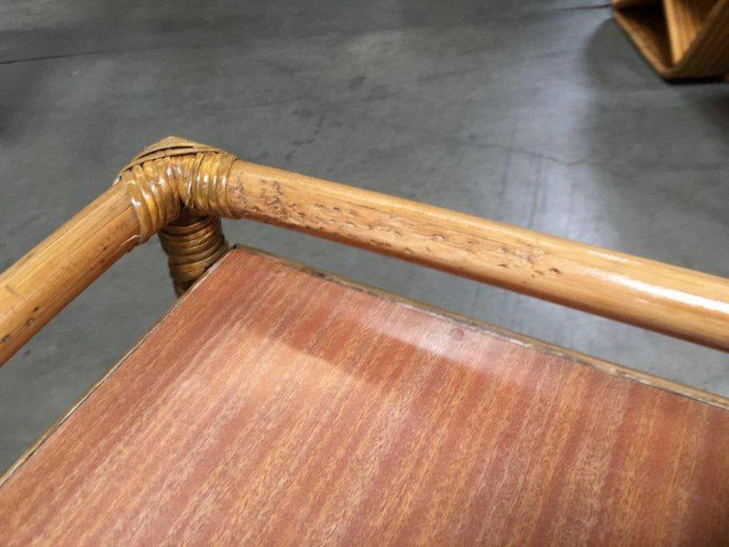 Restored 3/4 Pretzel Rattan Three-Tier Side Table, Pair - 18