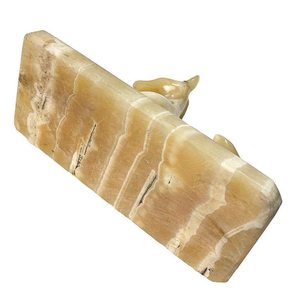 Hand Carved Alabaster Anubis Egyptian God Sculpture Paper Weight - 17