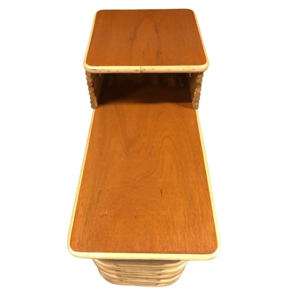 Restored Stacked Rattan & Mahogany Side/Corner Table 3 Piece Set - 13