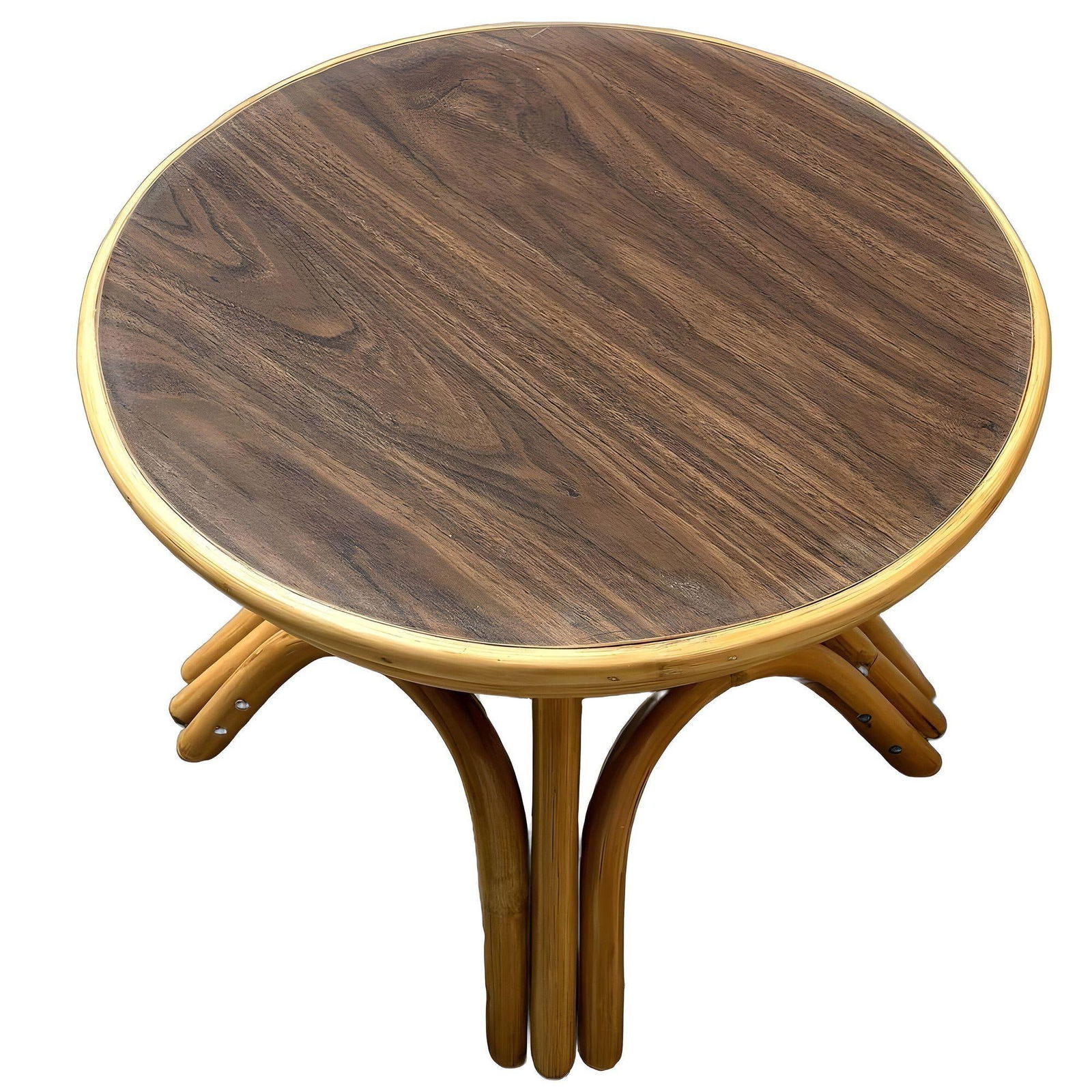 Restored Round Rattan Coffee Table w/ Arched Base - 3