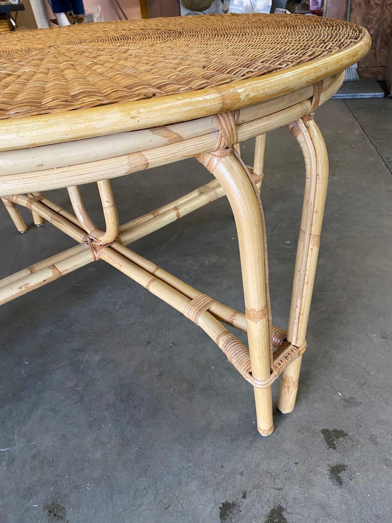 Round Wicker Top Rattan Table with Matching Stools Dining Set - 15