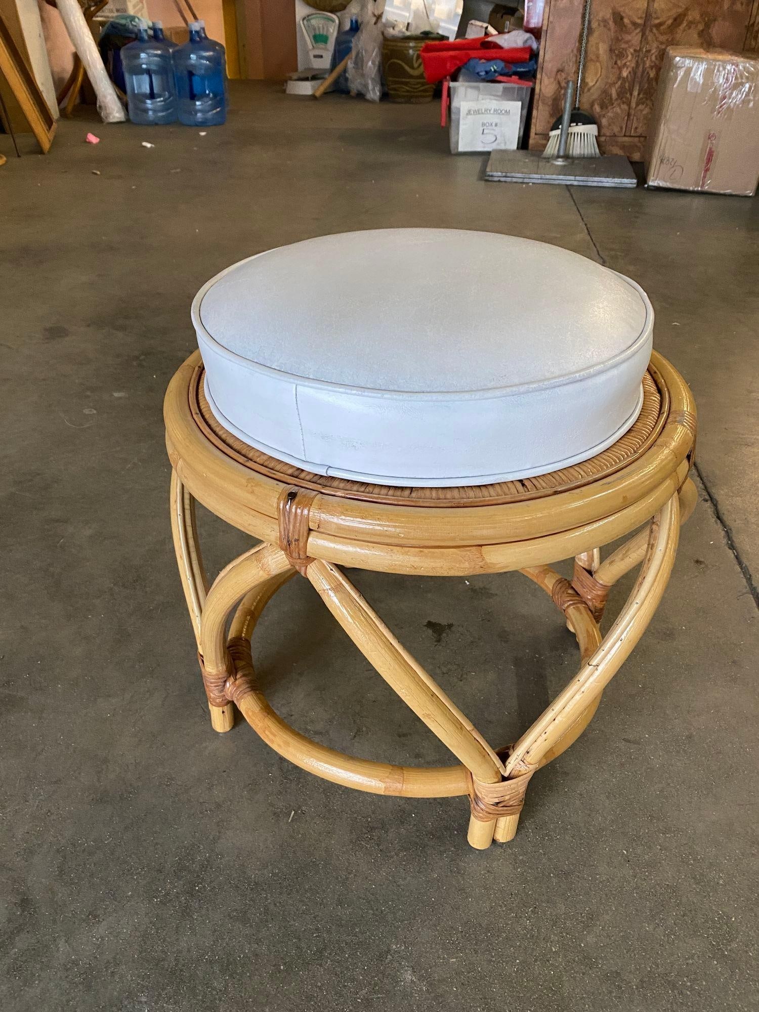 Round Wicker Top Rattan Table with Matching Stools Dining Set - 20