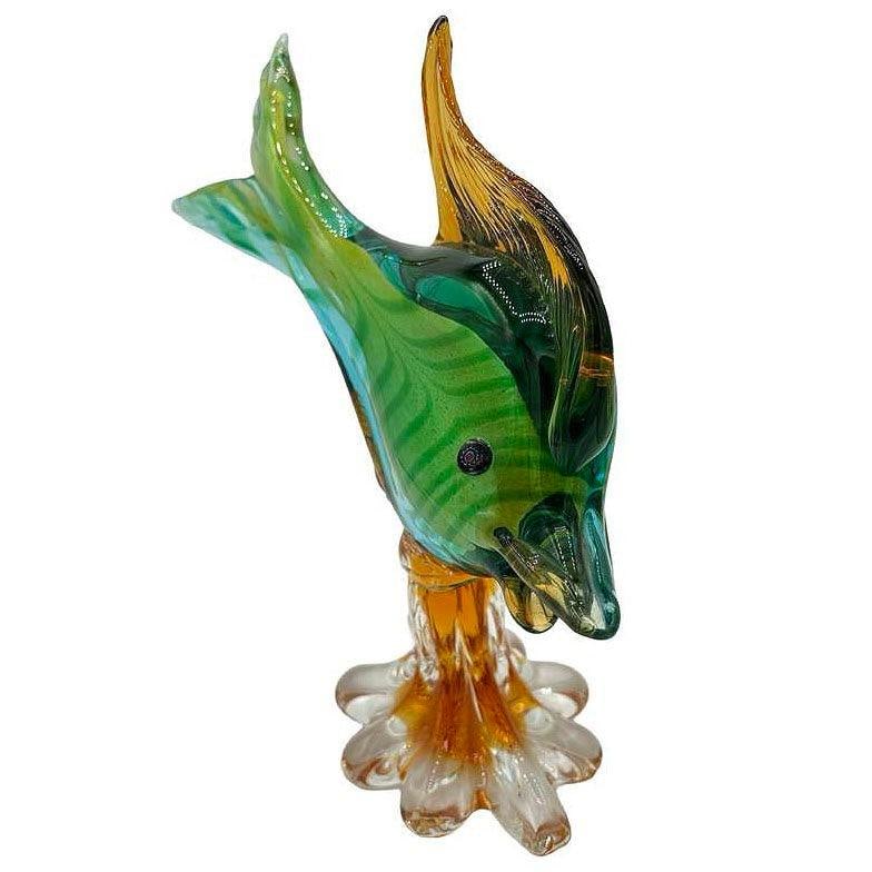 11" Tall Multicolored Venetian Art Glass Angel Fish Sculpture by J.I.Co - 15