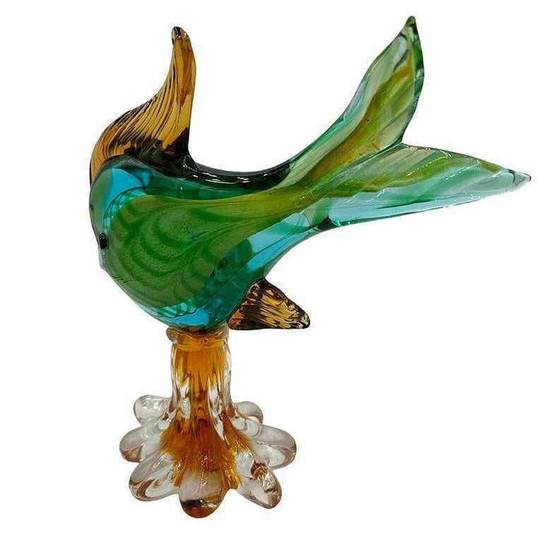 11" Tall Multicolored Venetian Art Glass Angel Fish Sculpture by J.I.Co - 19