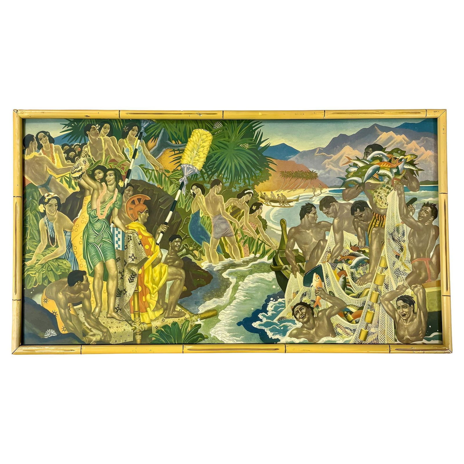 Matson Lines Hawaii "Festival of the Sea" Lithograph by Eugene Savage, Framed - 13