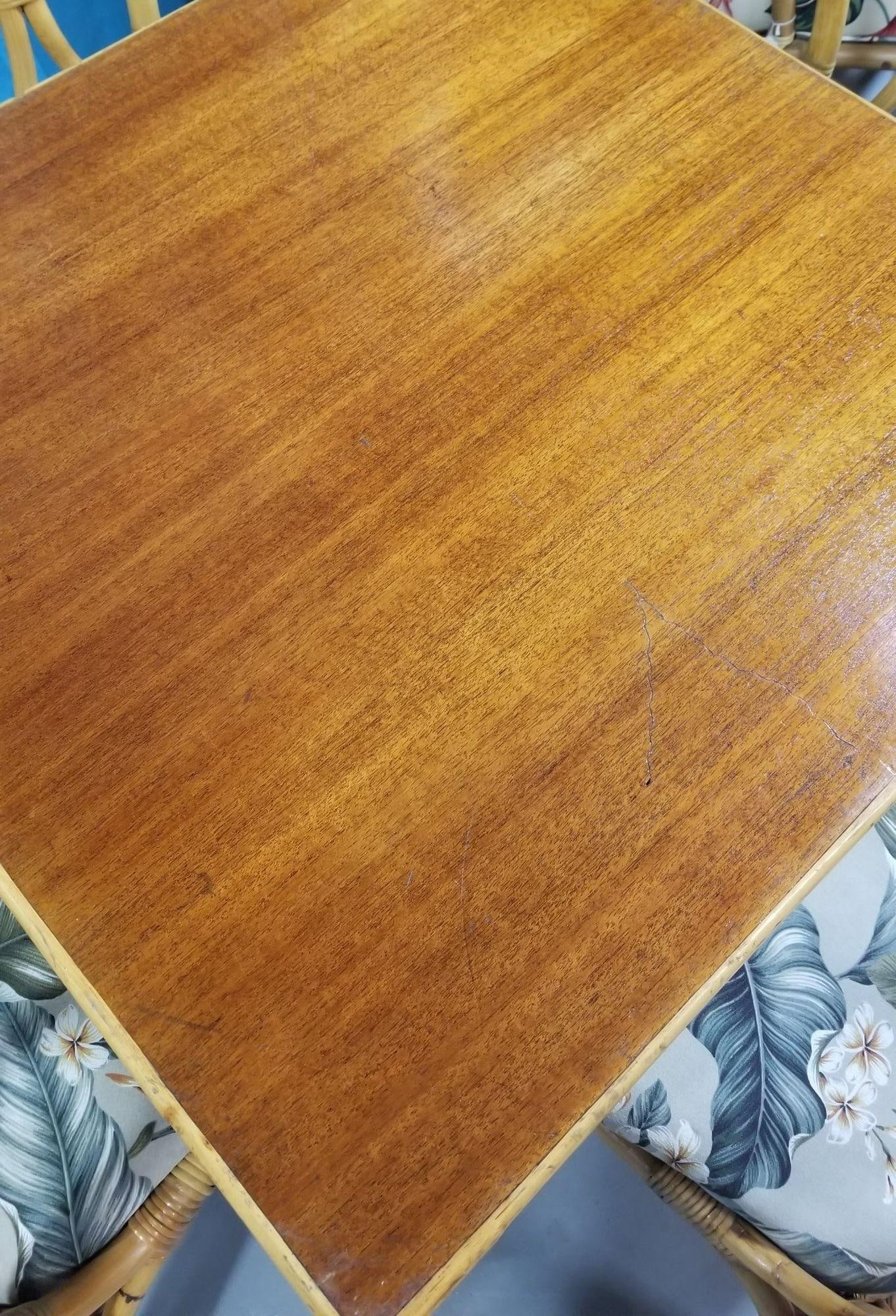 Restored Rattan 3-Strand "Hour Glass" Dining Table & Chairs Dining Set - 13