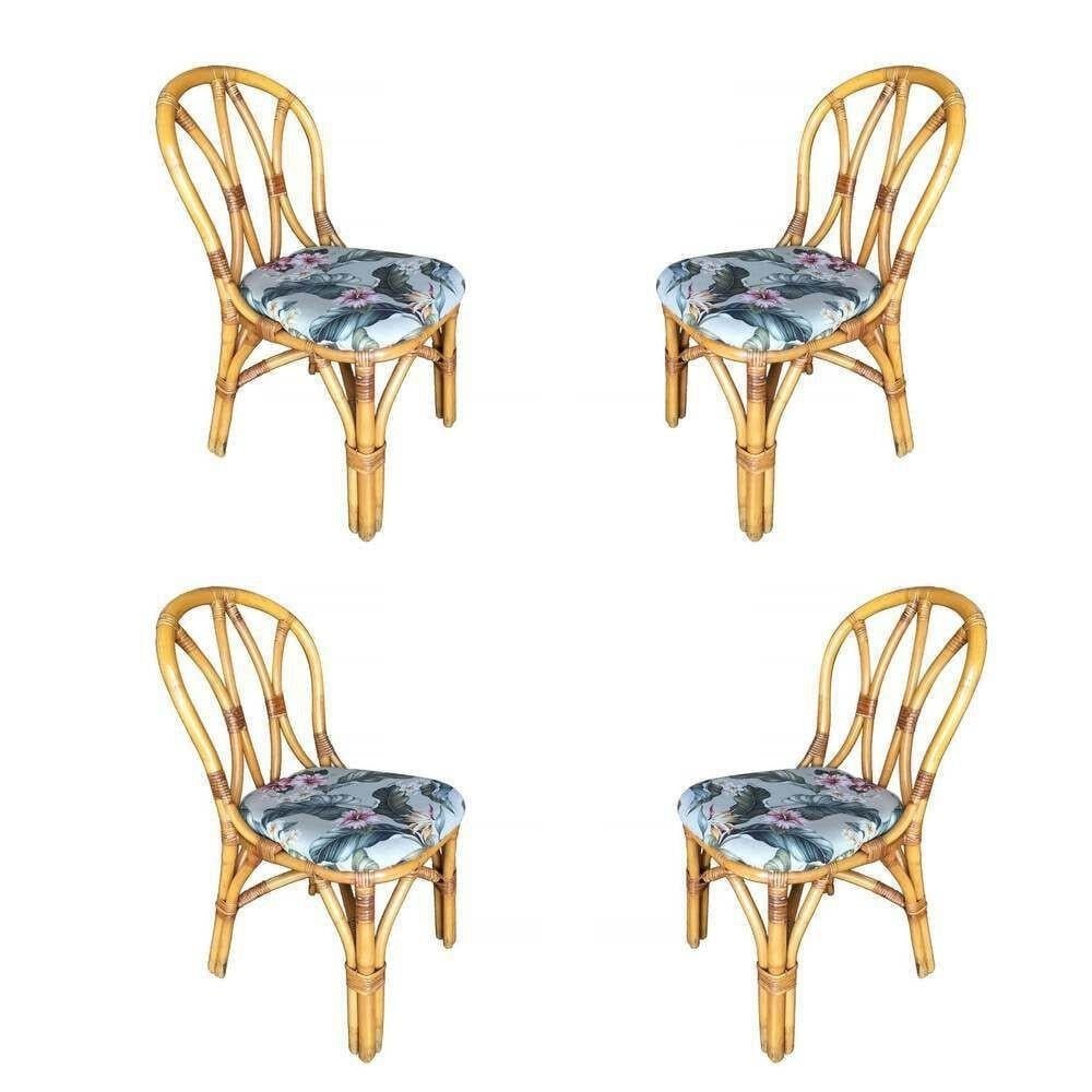 Restored Rattan 3-Strand "Hour Glass" Dining Table & Chairs Dining Set - 16