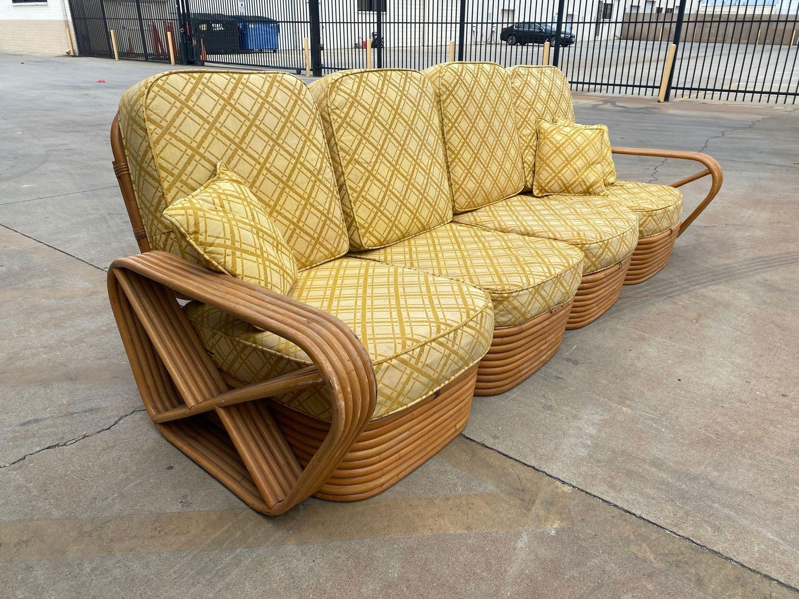 Restored 5-Strand Square Pretzel Rattan Chair & Sofa Livingroom Set - 10