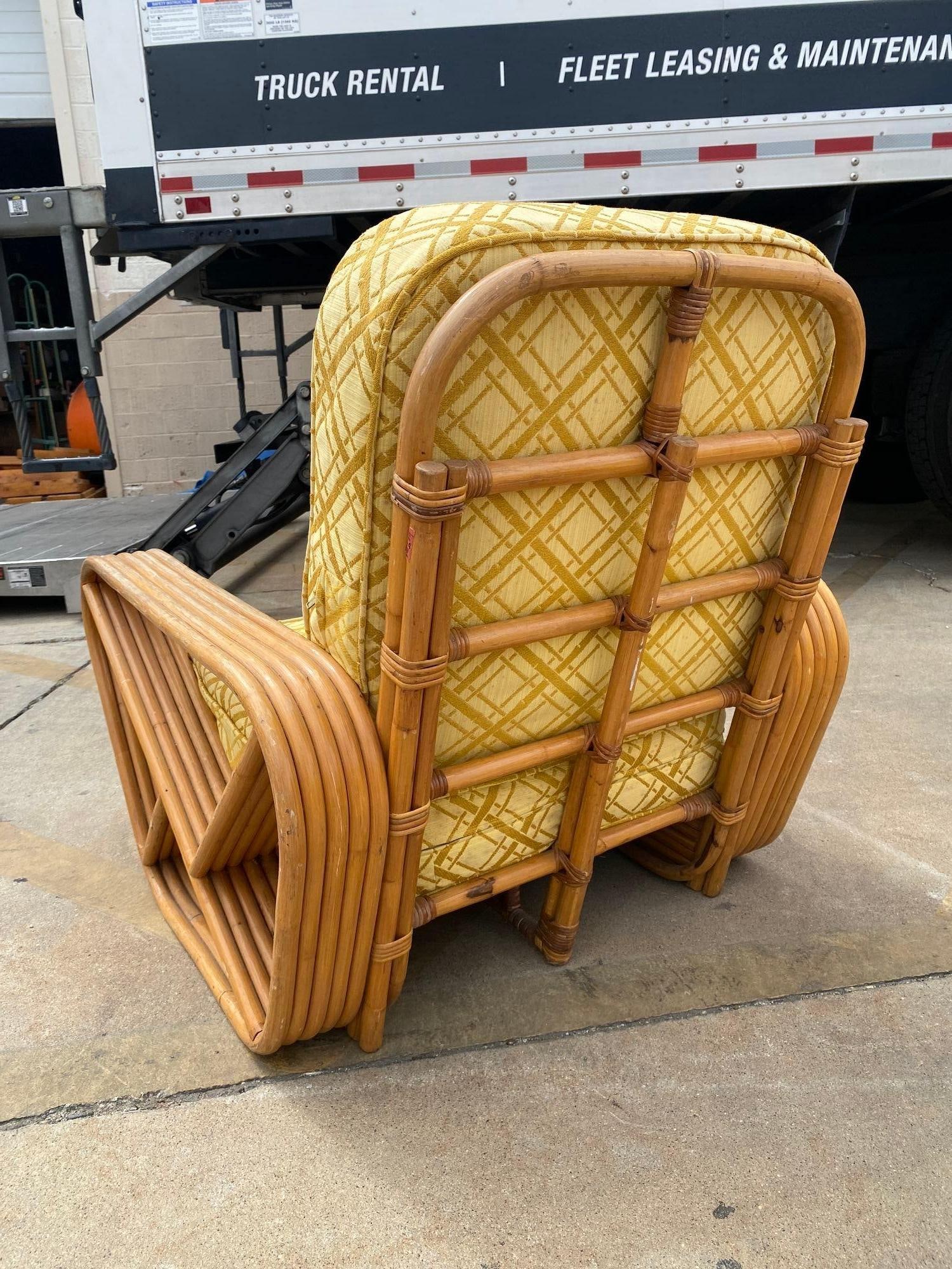 Restored 5-Strand Square Pretzel Rattan Chair & Sofa Livingroom Set - 15