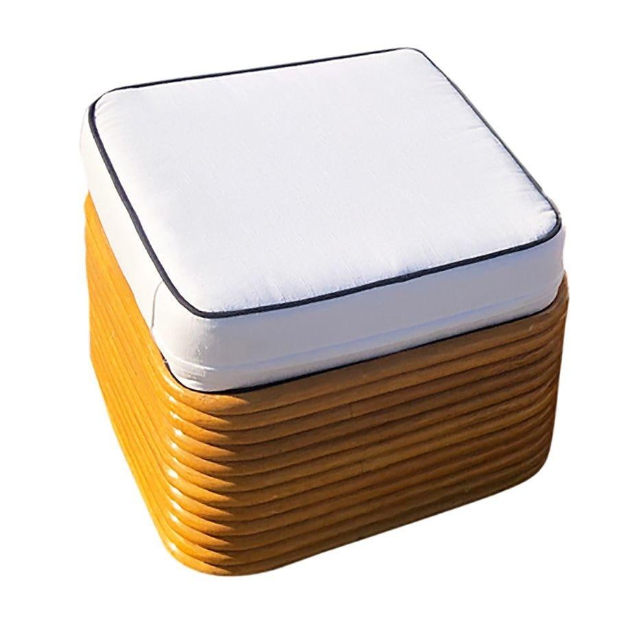 Vintage Art-Deco Style Rattan Fan Arm Lounge Chair/Ottoman Set, 3 sets Avail - 16