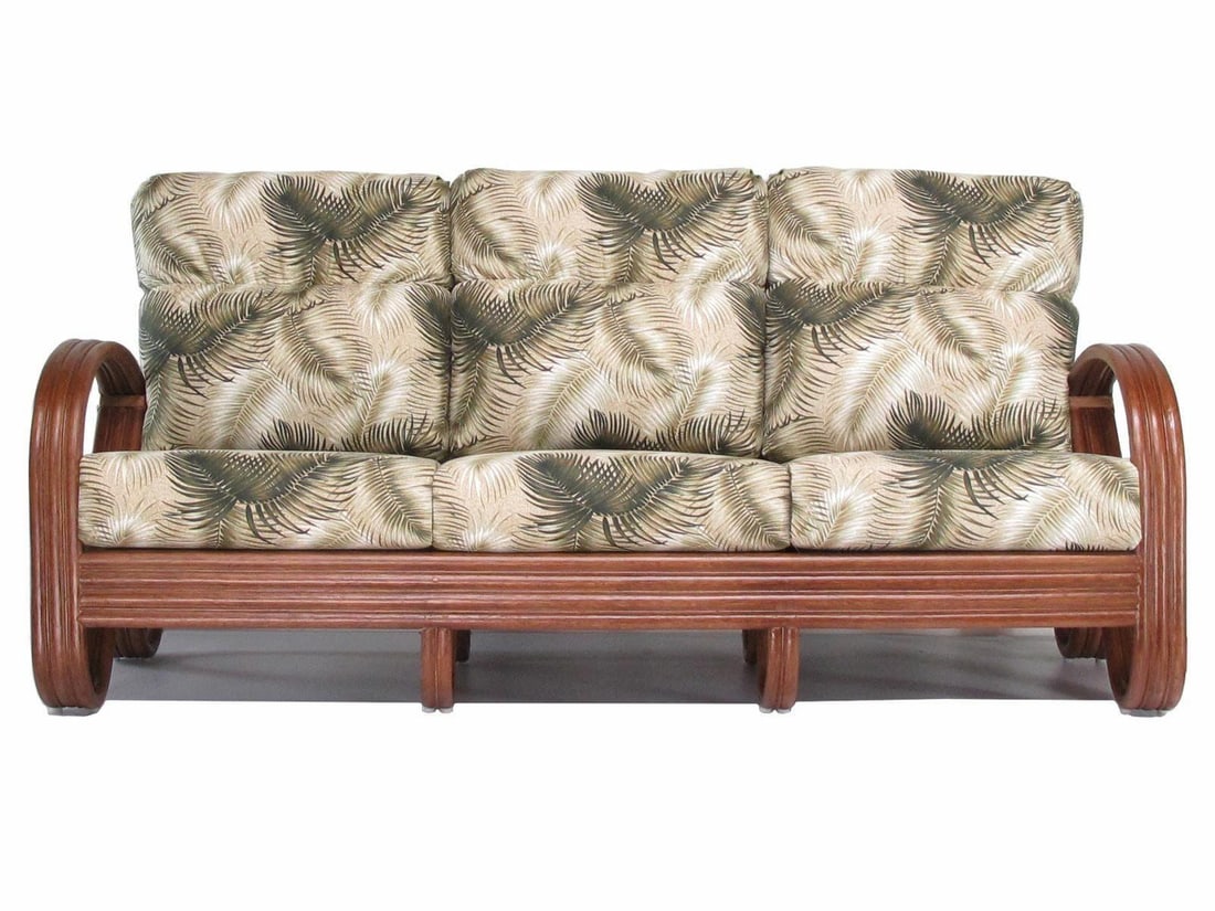 Modernist 3-Strand 3/4 Pretzel "Kauai" 3 Seat Rattan Sofa - 3