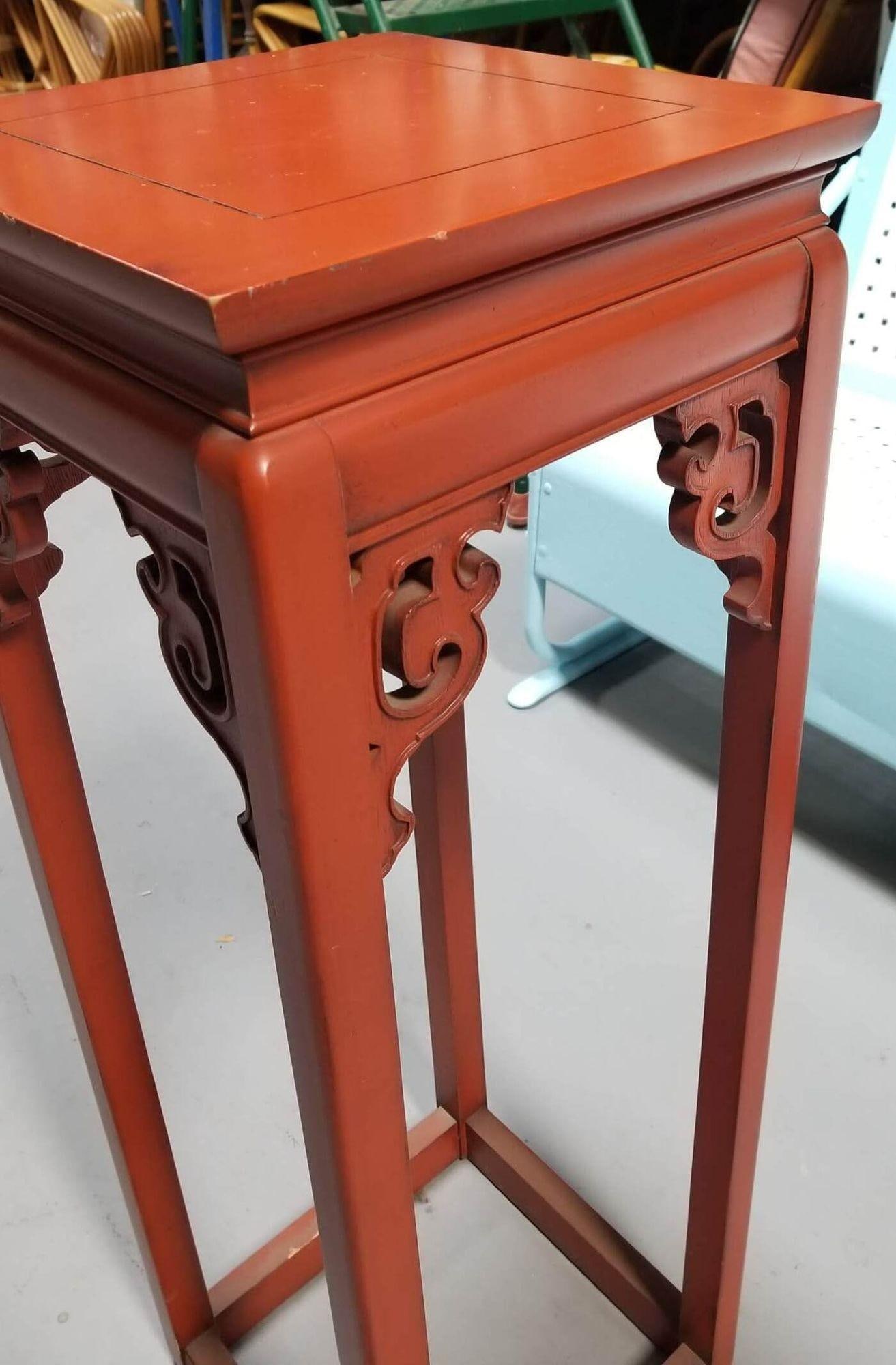 Red Ornate Pedestal Table in the Style Ming/Quing Style - 5