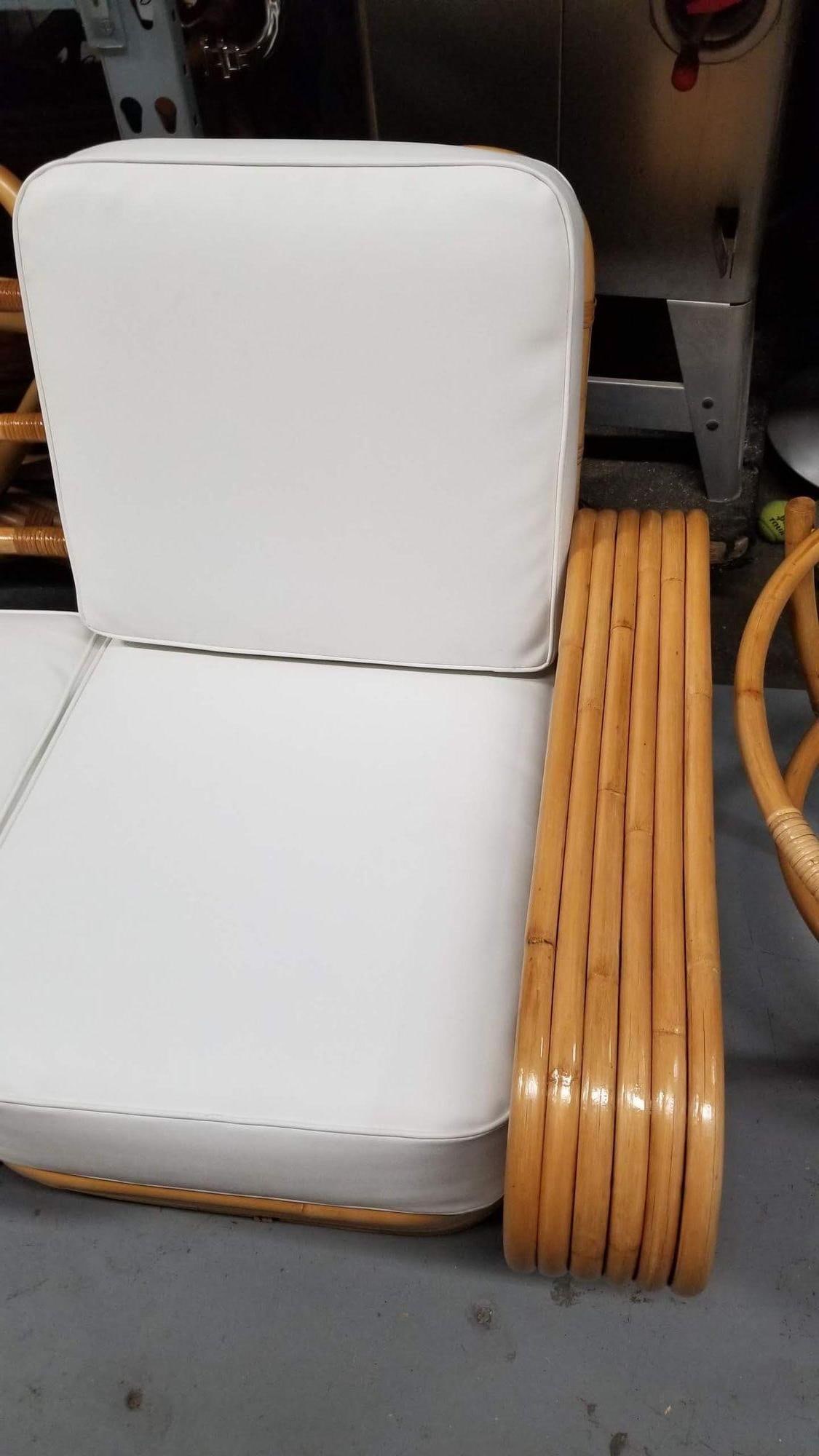 Restored Rattan Six Strand Square 3/4 Pretzel Livingroom Sofa and Chairs Set - 8