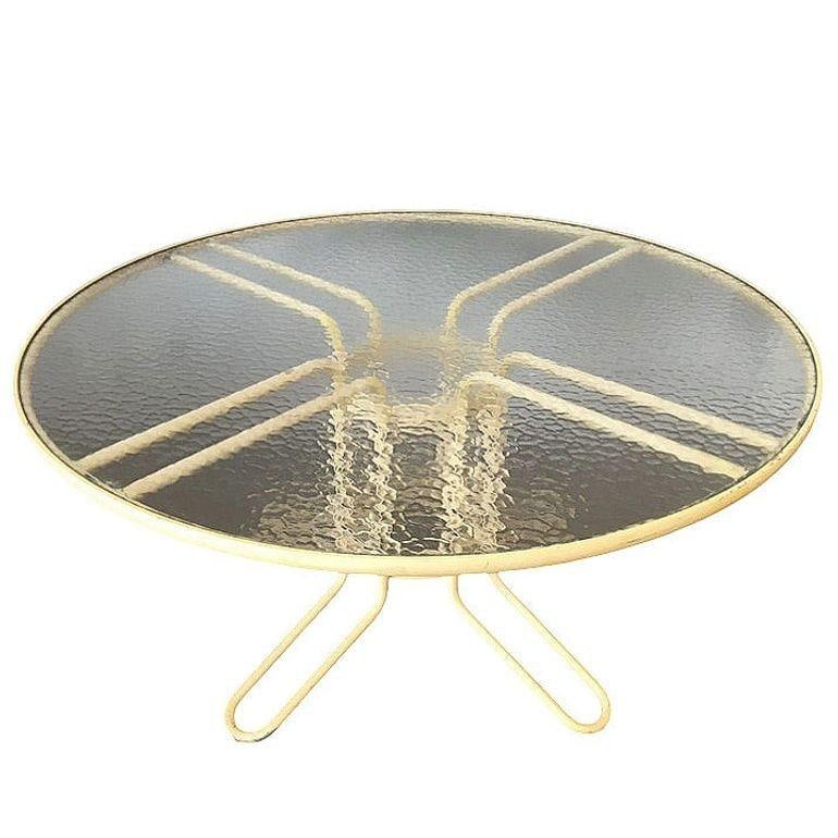 Modern Round "Kailua" Glass & Tubular Steel Patio Table by Brown Jordan - 8