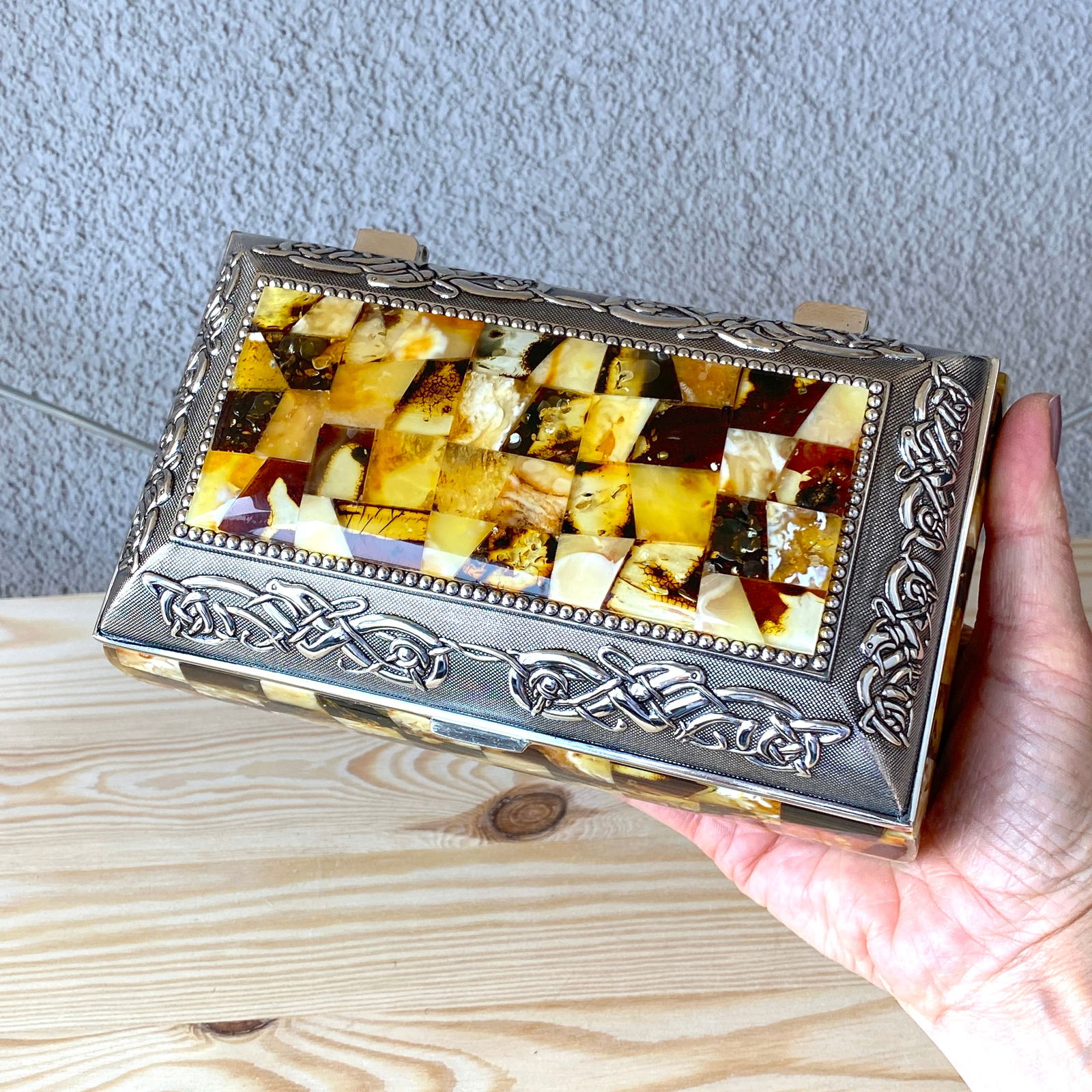 Antique Amber Jewellery box - 6