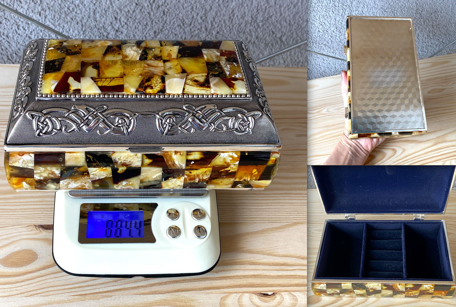 Antique Amber Jewellery box - 9