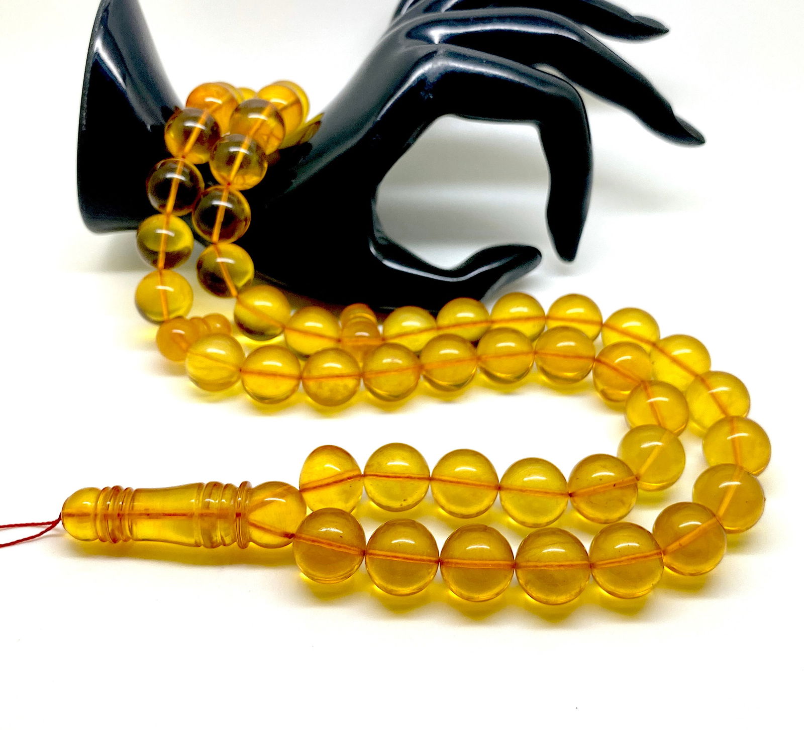 Alluring Amber Tesbih made from Round Amber beads - 7