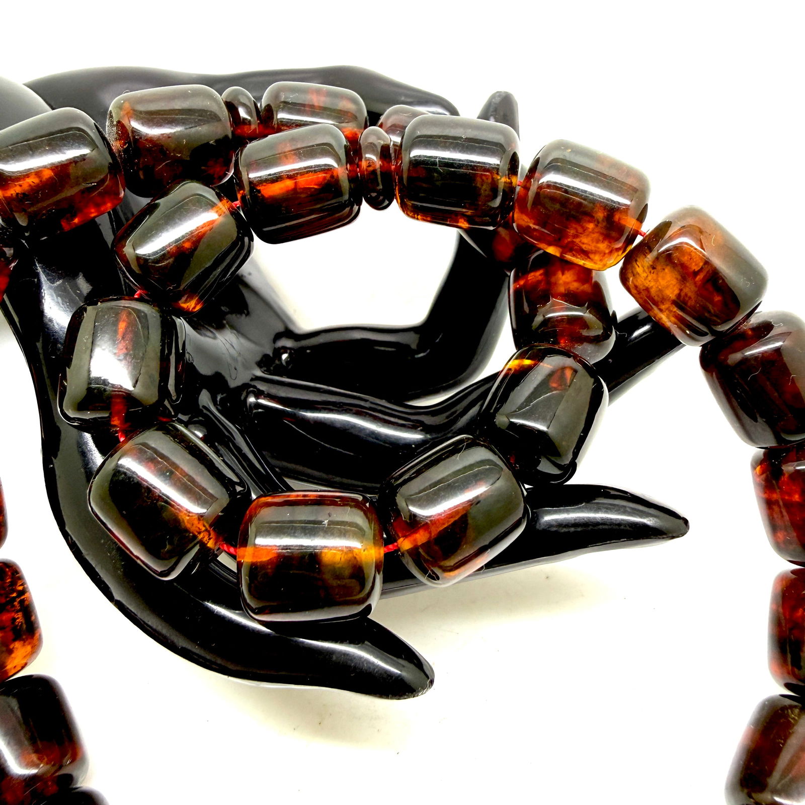 Unique and Splendid Amber Tesbih made from Barrel shaped Amber beads - 4