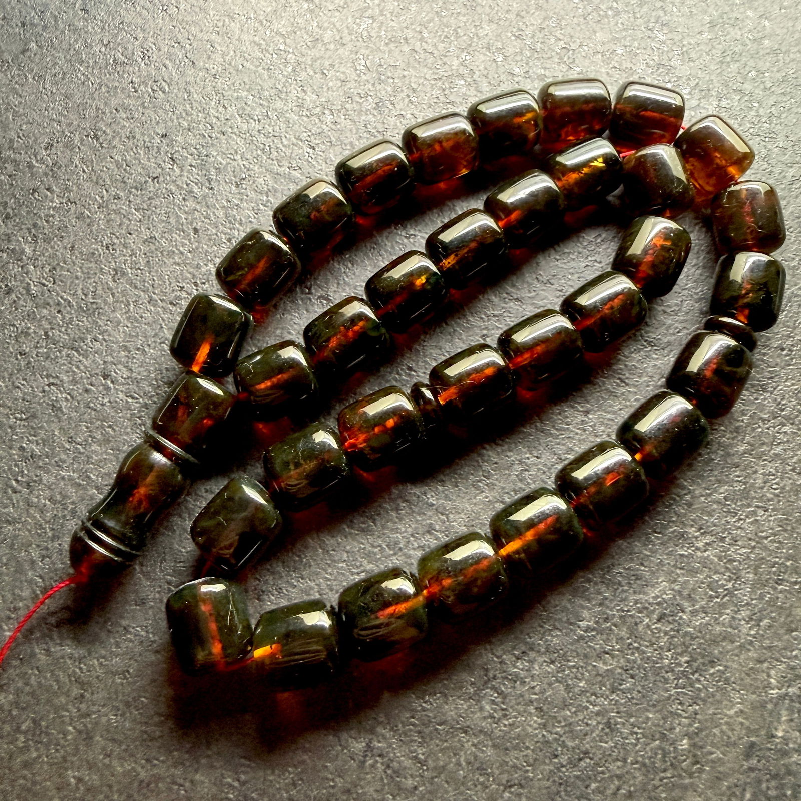 Unique and Splendid Amber Tesbih made from Barrel shaped Amber beads - 8