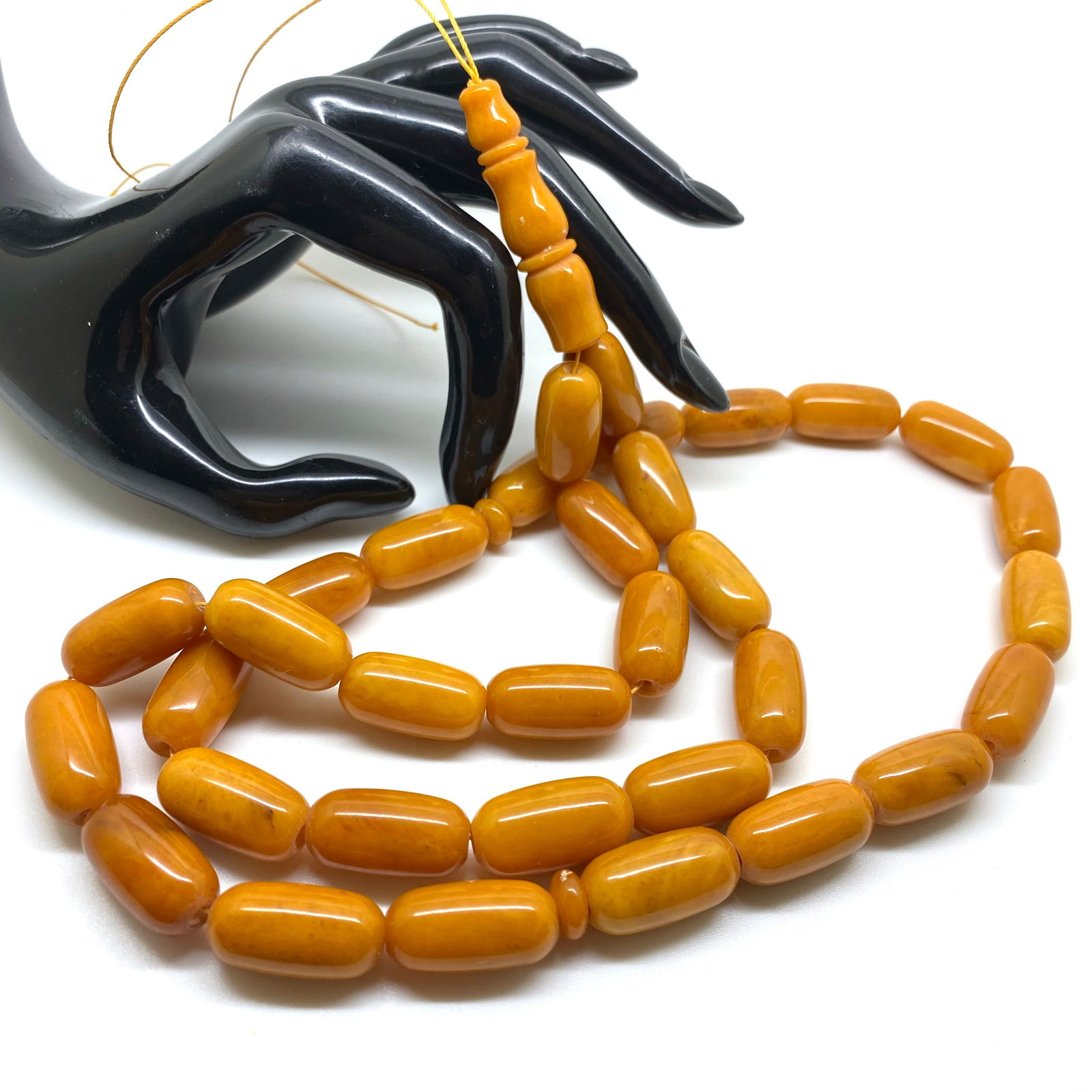 Exquisite Vintage Amber Tesbih made from Barrel shaped Amber beads - 2