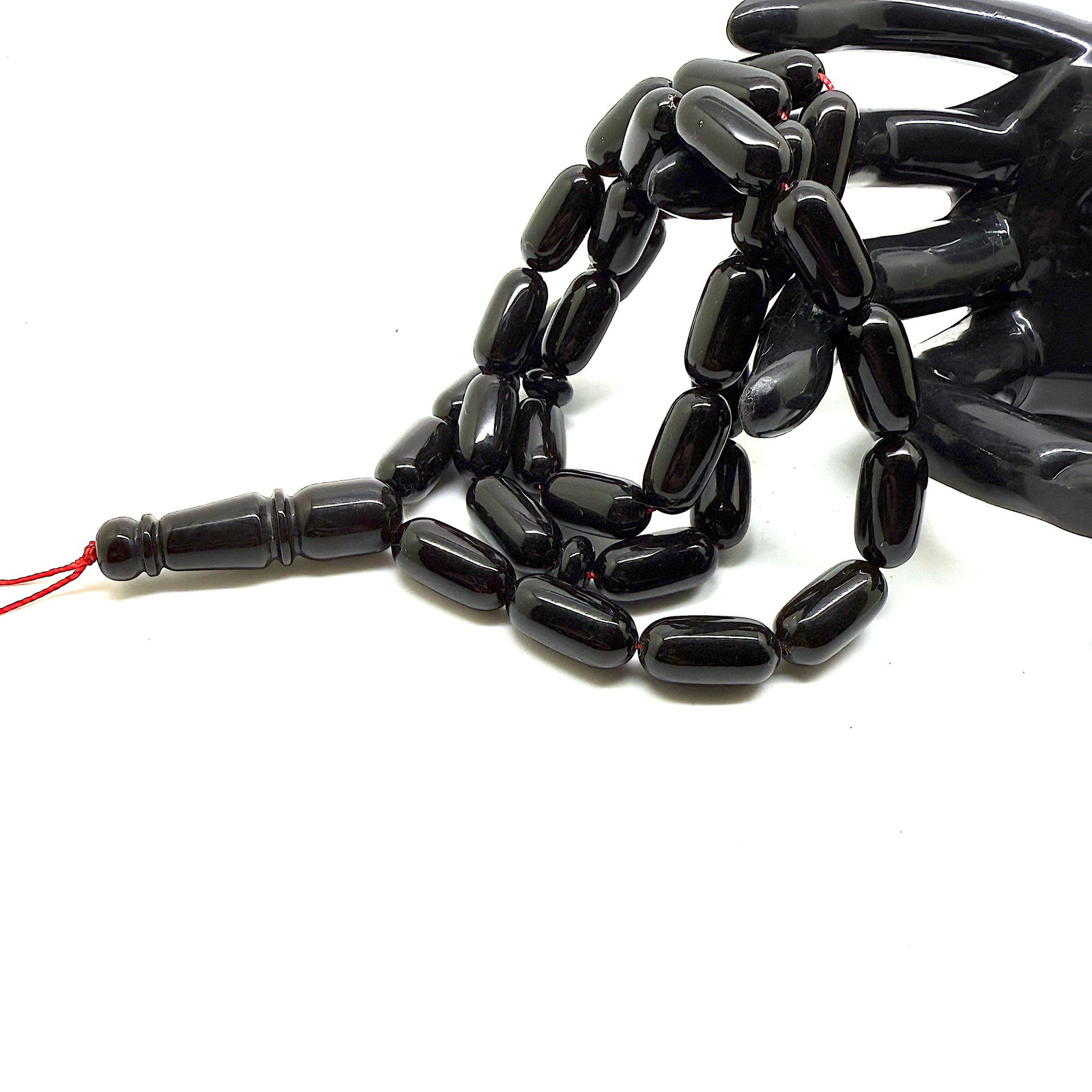 Alluring Vintage Amber Tesbih made from Capsule shaped Amber beads - 15