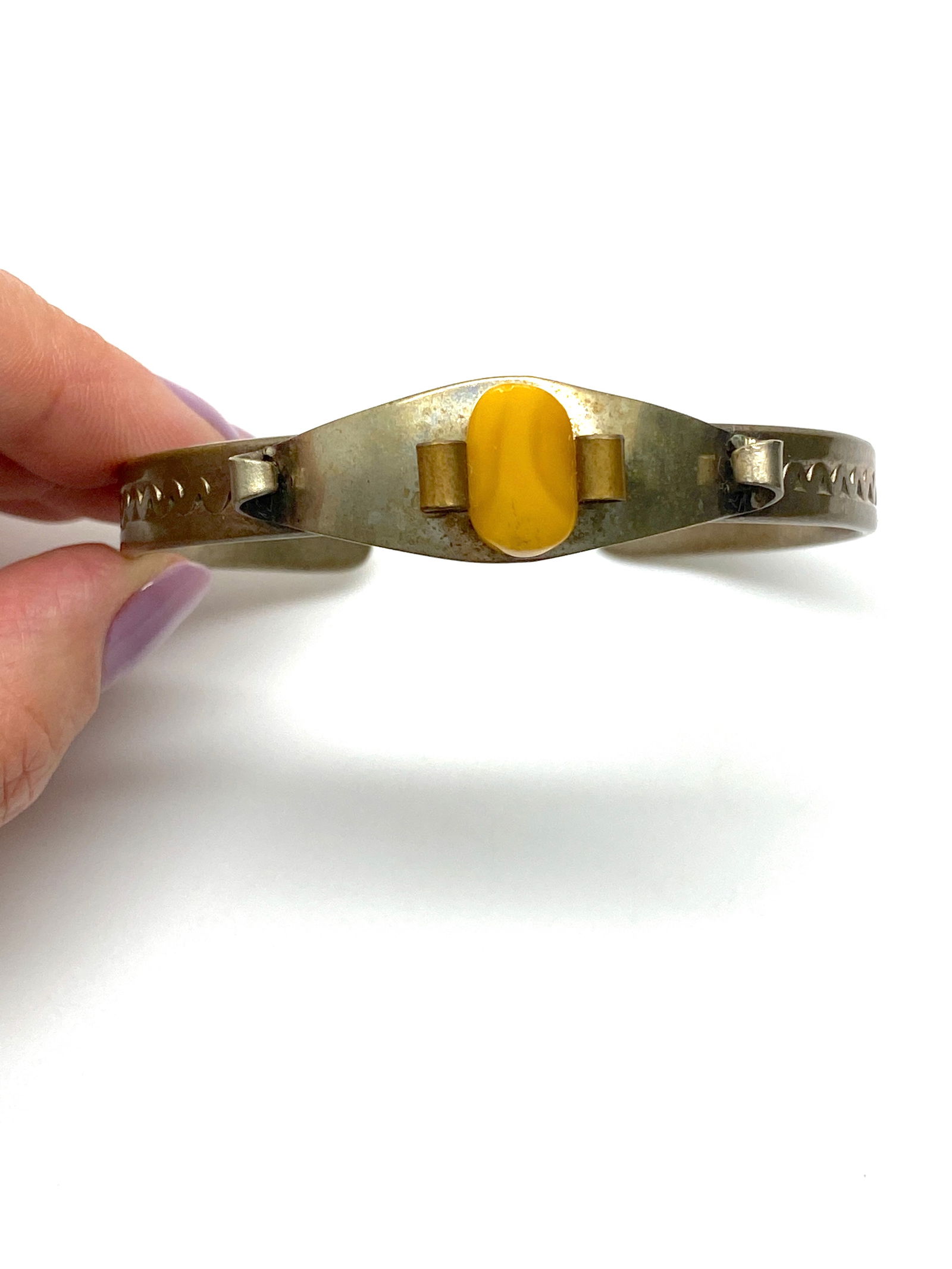 Impressive Vintage Amber Bangle Bracelet - 4