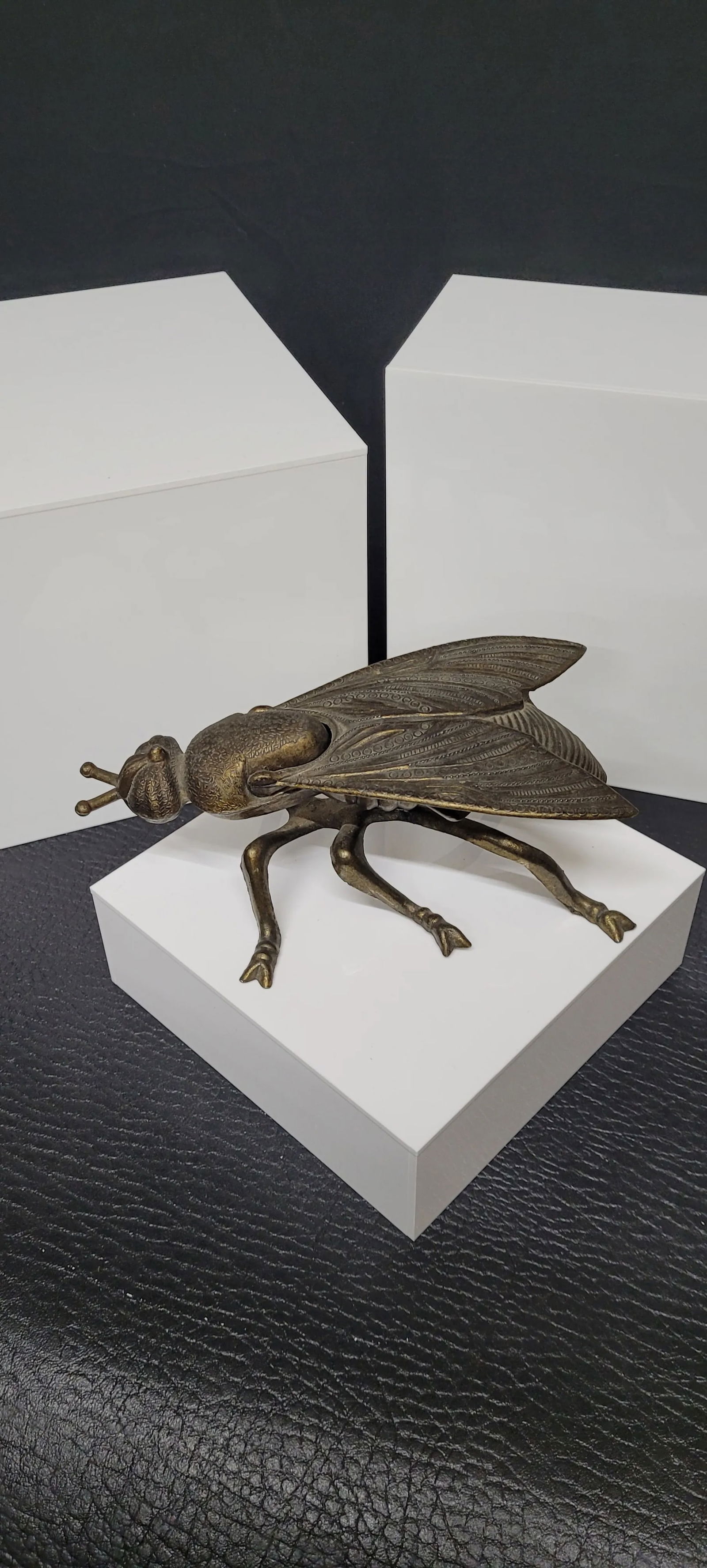 Vintage Mid Century Modern Italian Fly Brass Incense Burner Ashtray - 7