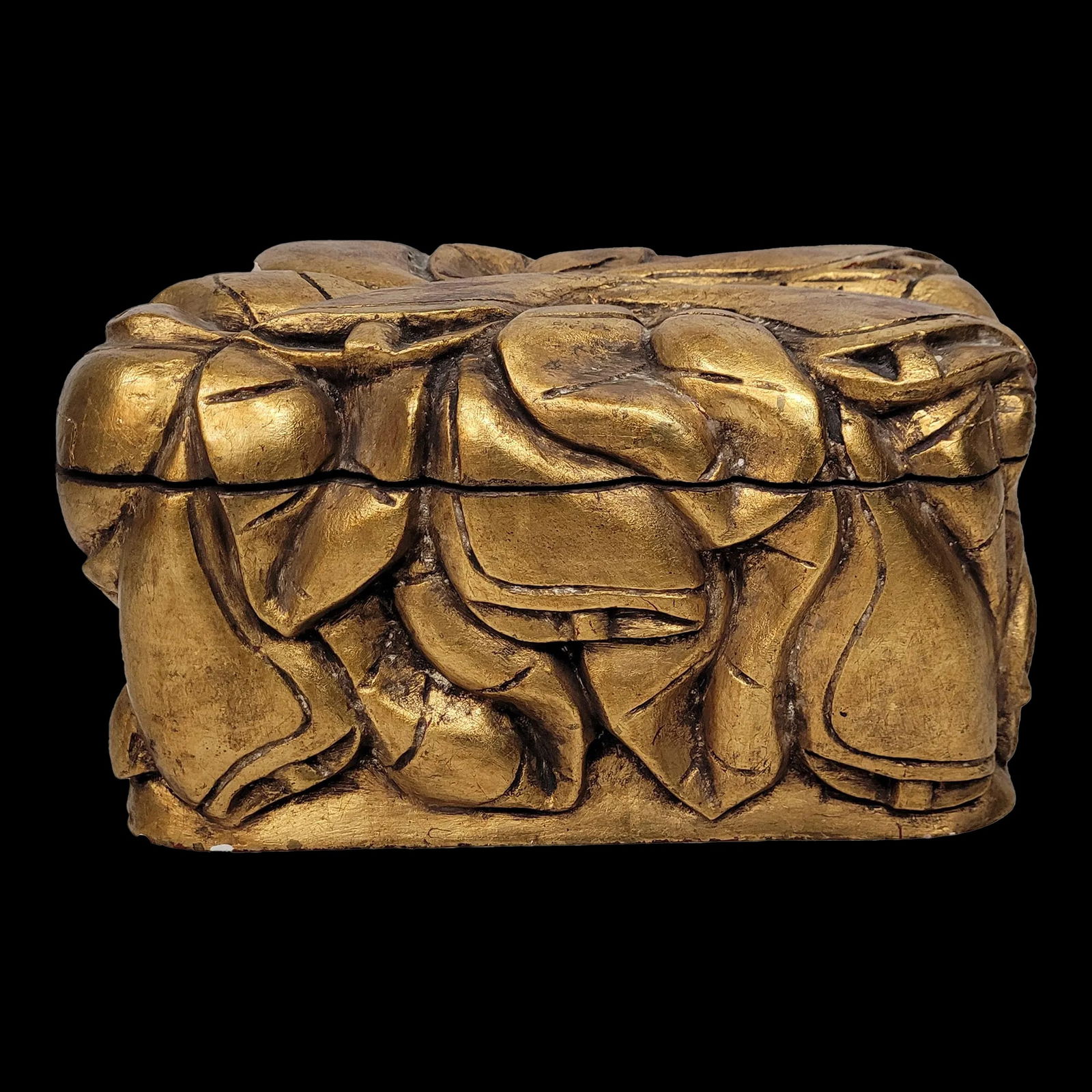 Vintage Chunky Giltwood Box: Vintage Gold Gilt Wood Box Chunky Chest Original Holder Display Table Top Accessories chest Good Condition with wear and scratches … Read more Vintage Gold Gilt Wood Box Chunky Chest Original Ho