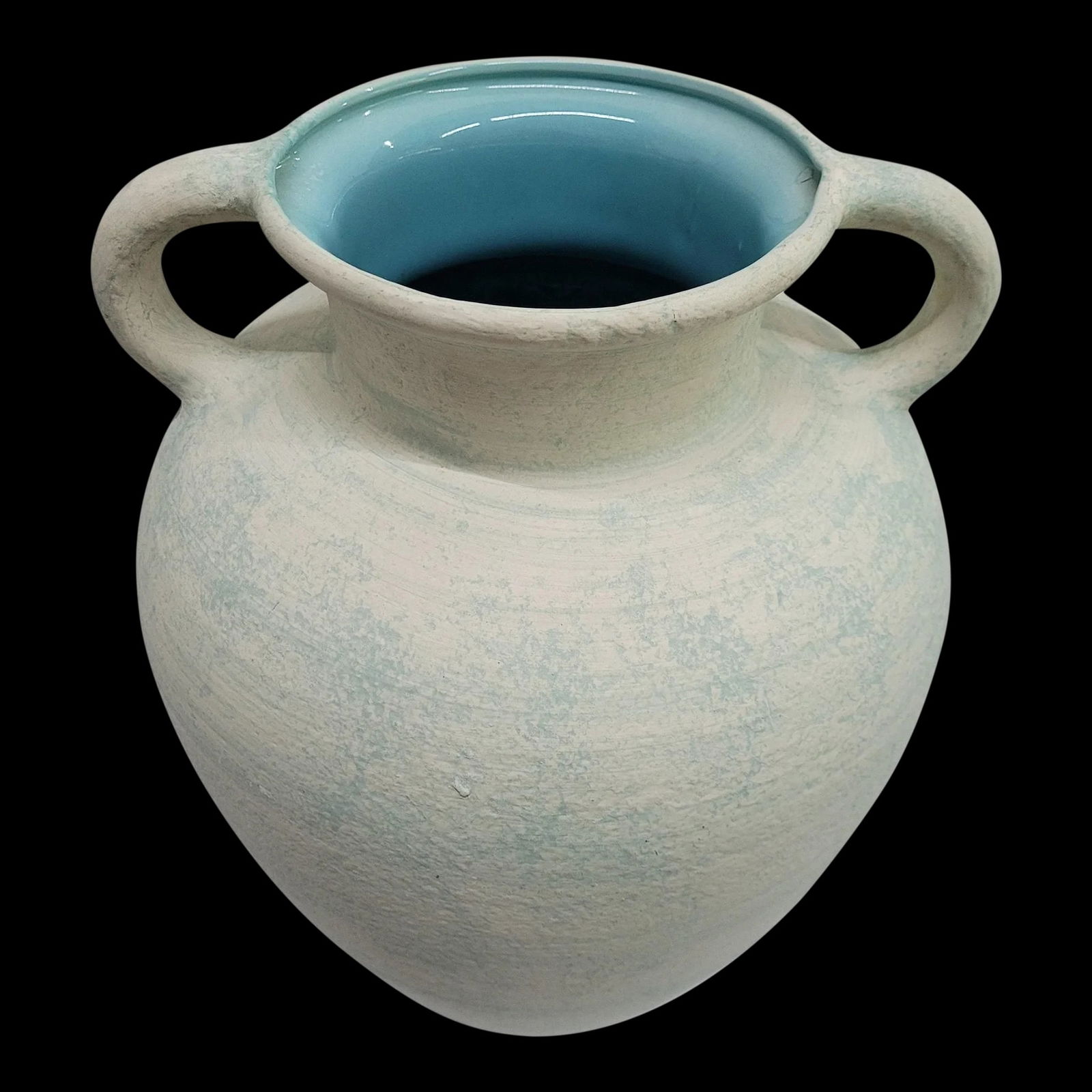 Vintage Haeger Pottery White & Aqua Textured Handled Floor Vase/jug: 1 Large Vintage Haeger Pottery Jug Handled Vase White Aqua Blue or Turquoise Textured Art Pottery Floor Vase Good Condition, … Read more 1 Large Vintage Haeger Pottery Jug Handled Vase White Aqu