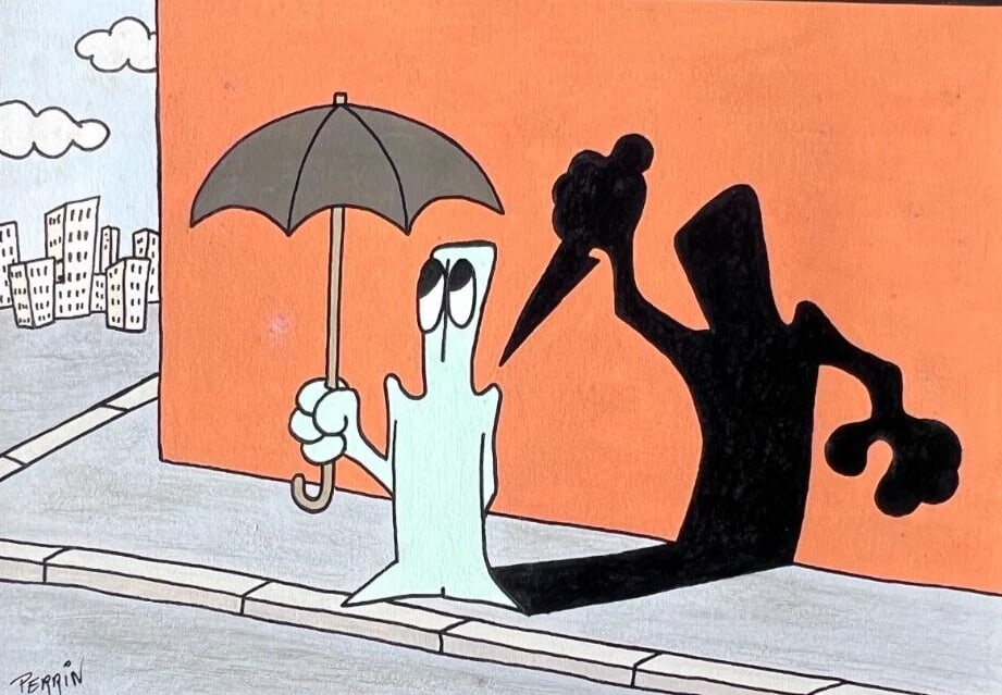 Vintage Original Drawing Figure, Cartoon, Caricature, Cityview signed: Title: Vintage Original Drawing Figure, Cartoon, Caricature, Cityview signed Description: Vintage Original Drawing Figure, Cartoon, Caricature, Cityview signed Gouache on paper 14 x 21 cm laminated