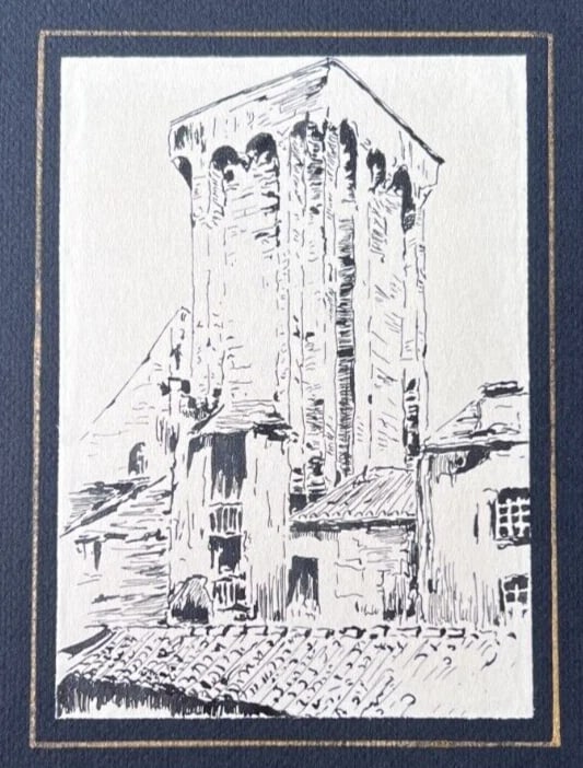 Vintage Ink Original Drawing Blesle, Cityview, Architecture Architectural: Title: Vintage Ink Original Drawing Blesle, Cityview, Architecture Architectural Description: Vintage Ink Original Drawing Blesle, Cityview, Architecture Ink on paper 13.5 x 9.5 cm laminated on