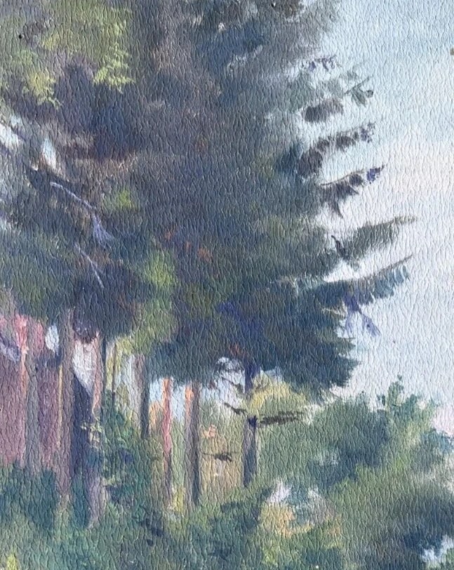 Antique Original Drawing Landscape, Forest, Trees signed - 3