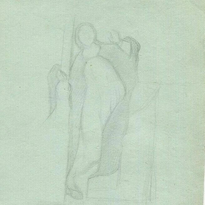 Antique Pencil Drawing 19th century of a Sainte, Religious Figure: Title: Antique Pencil Drawing 19th century of a Sainte, Religious Figure Description: Pencil Drawing 19th century of a Sainte, Religious Figure Jean-Louis LACURIA (1808-1868) Pencil on paper 20 x 13