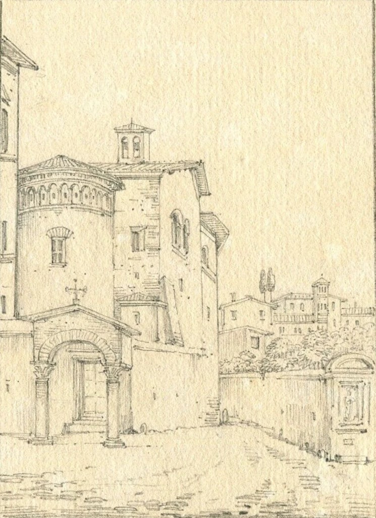 Antique Pencil Drawing Original 19th Landscape Architecture, Italy: Title: Antique Pencil Drawing Original 19th Landscape Architecture, Italy Description: Drawing Original 19th Landscape Architecture, Italy Pencil on paper 14 x 11 cm stains Reserve: $50.00 Shipping:
