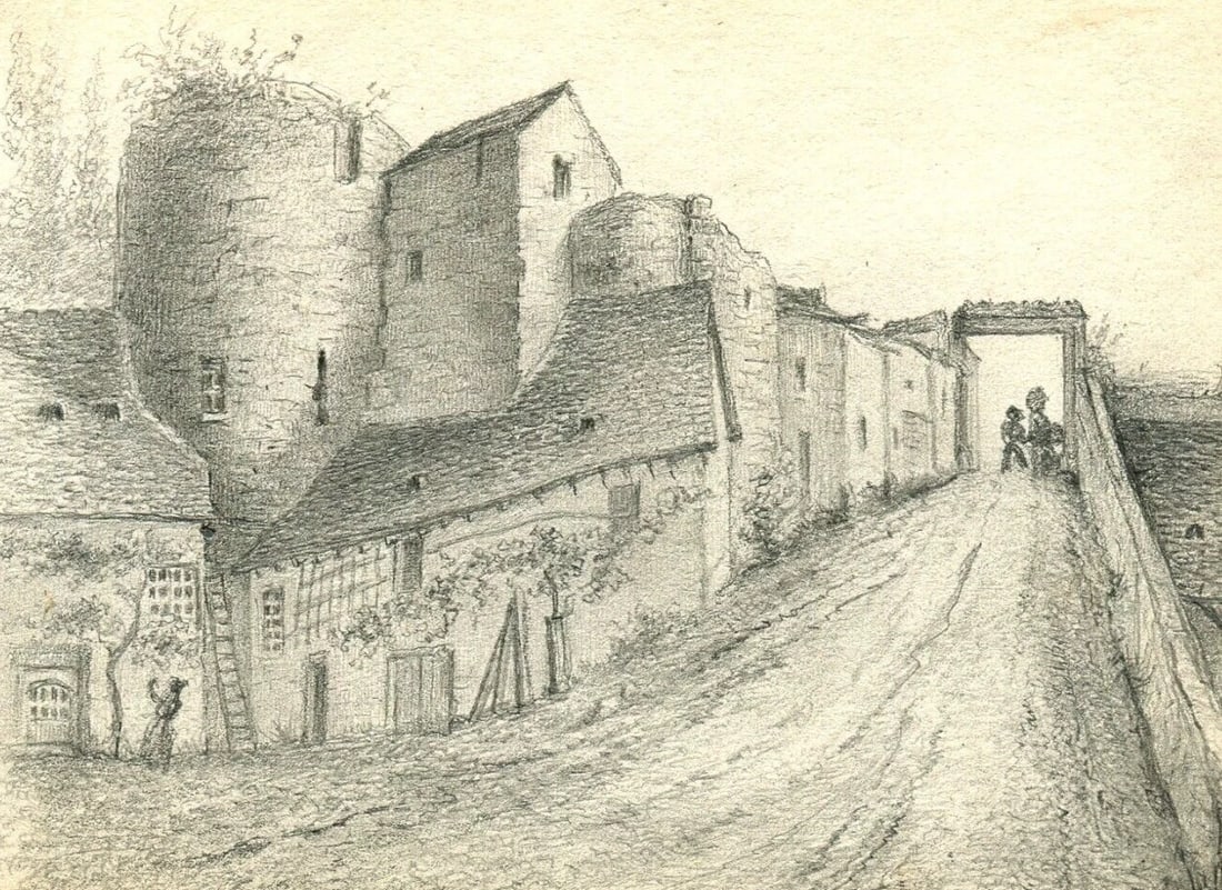 Antique Pencil Drawing Original 19th century Village Landscape Artwork: Title: Antique Pencil Drawing Original 19th century Village Landscape Artwork Description: Drawing Original 19th century Village Landscape Pencil on paper 15,5 x 22 cm stains, small holes Reserve: