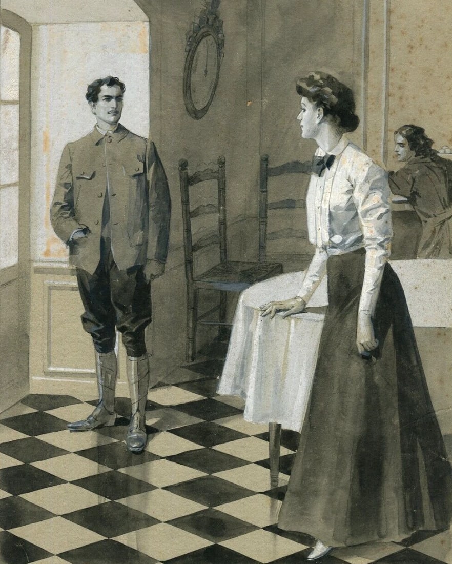 Antique Drawing Original Woman, Man, Portrait, Life Scene, Couple, Illustration: Title: Antique Drawing Original Woman, Man, Portrait, Life Scene, Couple, Illustration Description: Antique Drawing Original Woman, Man, Portrait, Life Scene, Couple, Illustration Ink on paper 31.5