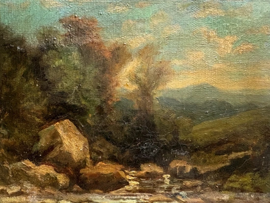 Antique Painting Original Landscape, River , Forest, Trees 19th century: Title: Antique Painting Original Landscape, River , Forest, Trees 19th century Description: Oil on canvas 11 x 14.5 cm Reserve: $300.00 Shipping: Domestic: Flat-rate of $19.00 to anywhere within the c