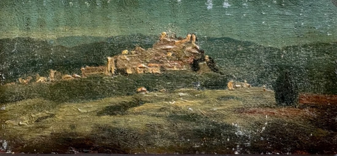 Antique Painting Original Landscape, Village, House, Mountains, Trees Framed (1 of 8)