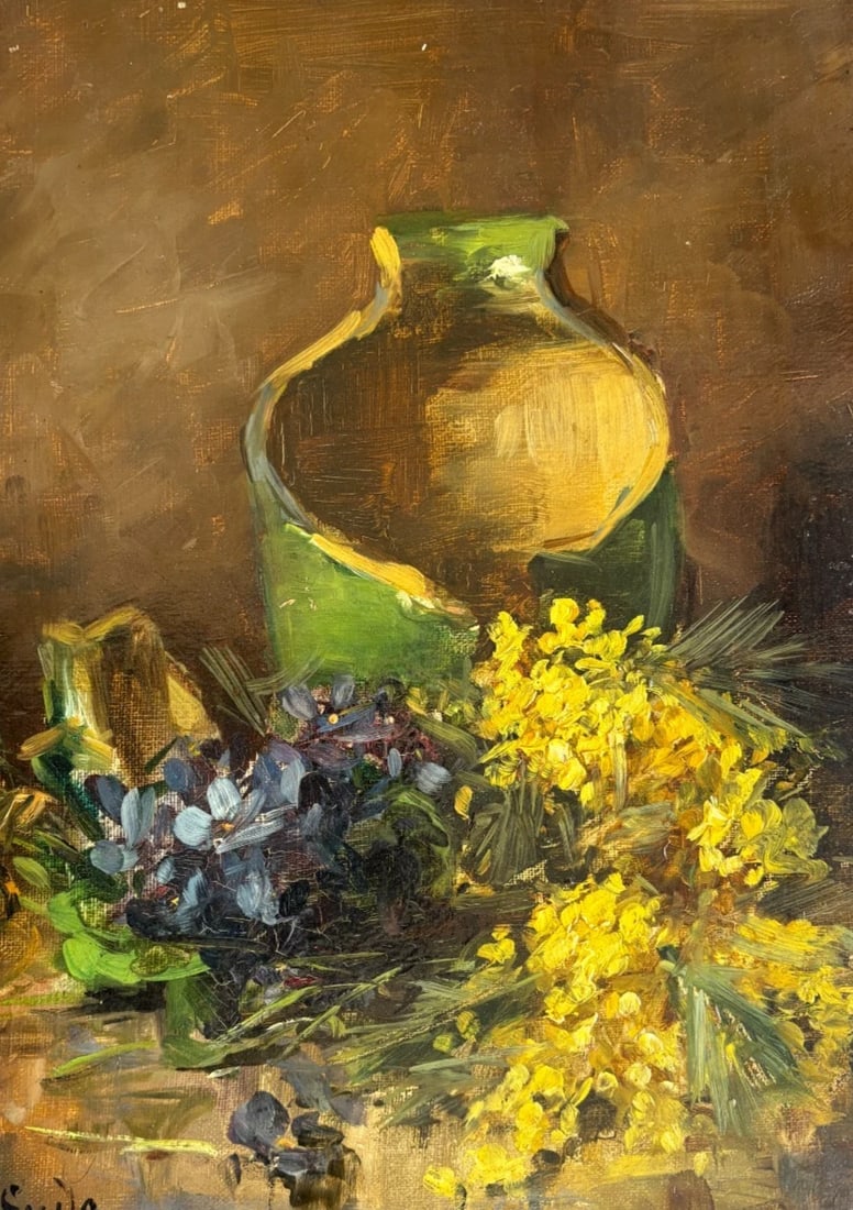 Antique Painting Original Still Life, Flowers, Pichet, signed 19th century: Title: Antique Painting Original Still Life, Flowers, Pichet, signed 19th century Description: Oil on canvas 33 x 25 cm signed Reserve: $250.00 Shipping: Domestic: Flat-rate of $25.00 to anywhere with