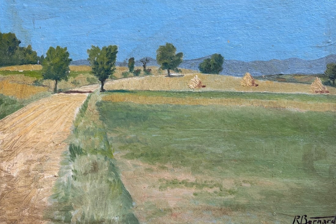 Antique Painting Original Summer Landscape Fields Signed: Title: Antique Painting Original Summer Landscape Fields Signed Description: Oil on cardboard 24 x 33 cm Renée BERNARD (1906-2004) ? Reserve: $120.00 Shipping: Domestic: Flat-rate of $25.00 to an
