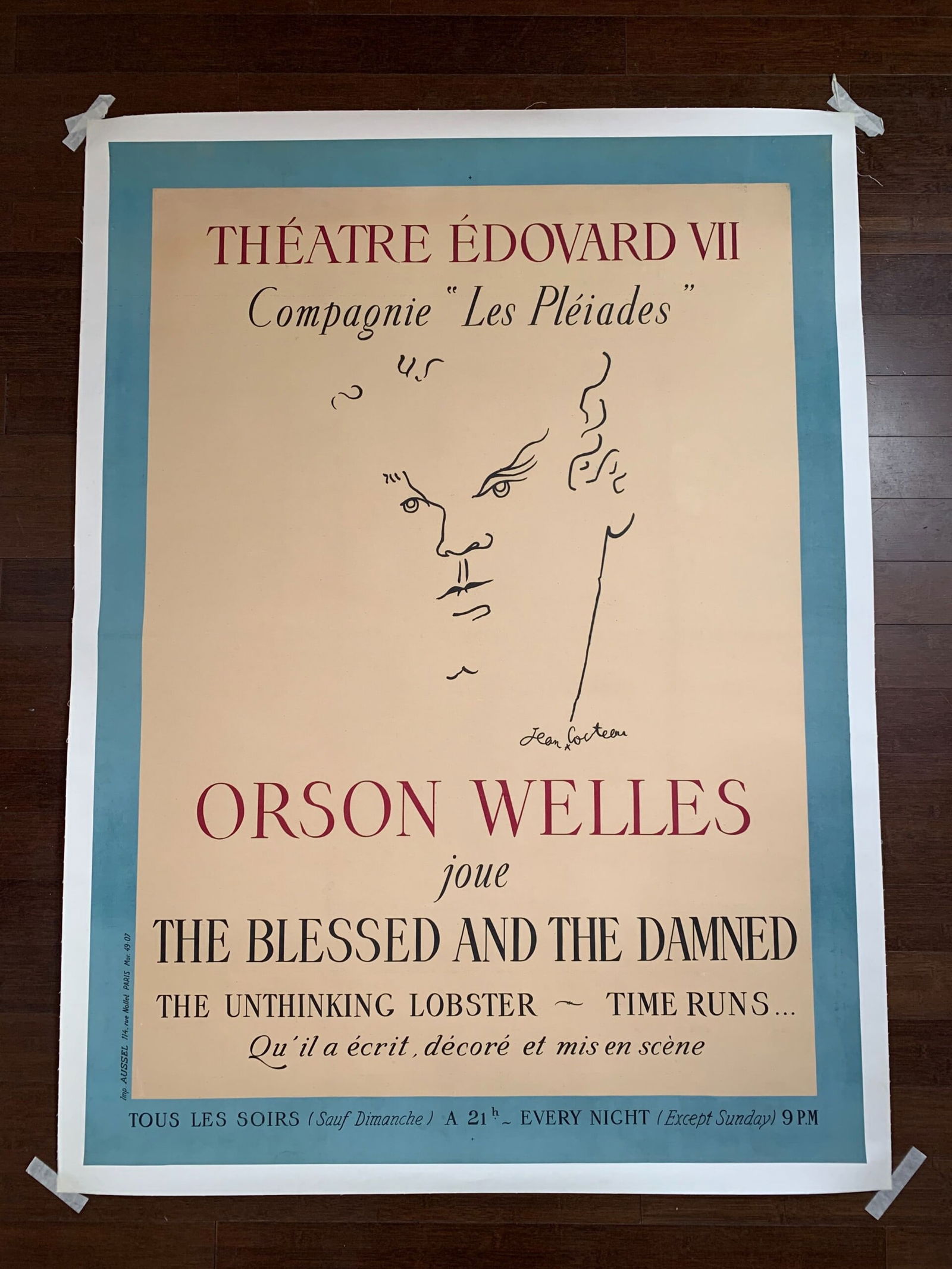 The Blessed and The Damned - Art by Cocteau (1950) 46x62.2 French Theater Poster LB: The Blessed and The Damned - Art by Cocteau (1950) 46x62.2 French Theater Poster LB, Please refer to the attached photos to determine the condition of this original vintage item. Note: LB means Linen