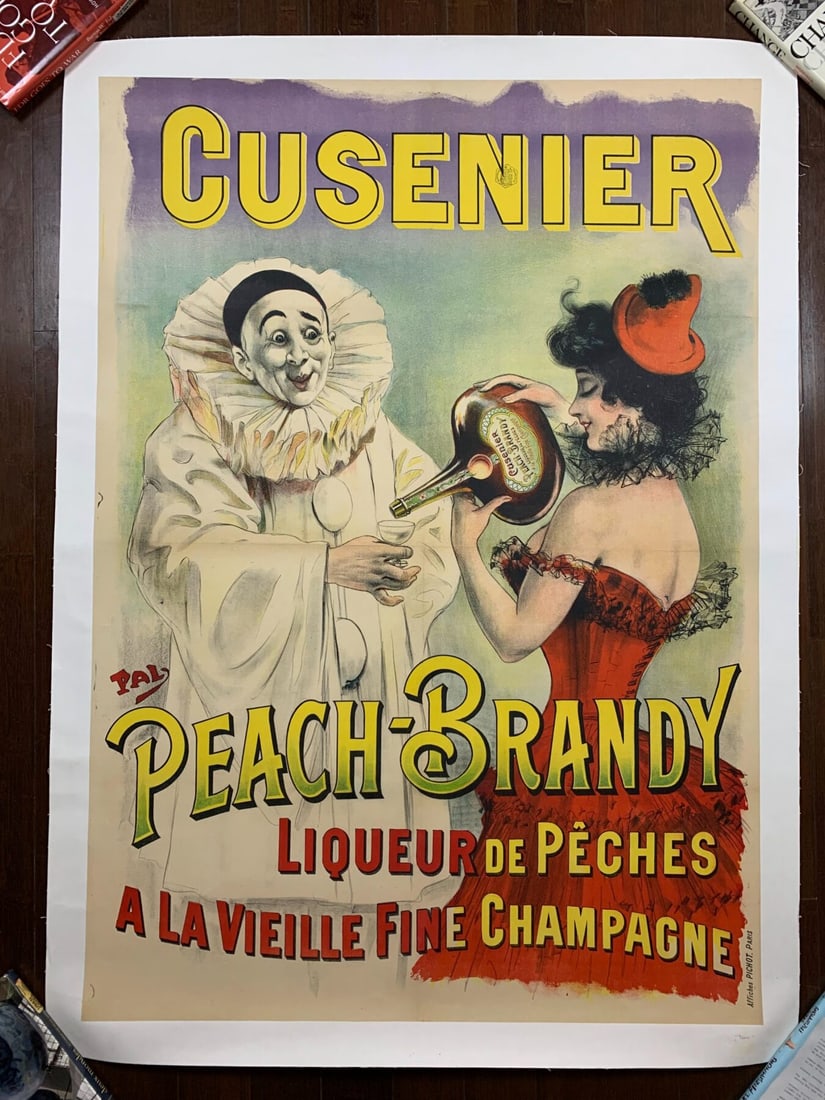 Cusenier Peach Brandy - Art By Pal (1898) 35.875x50.625 French Advertising Poster LB: Cusenier Peach Brandy - Art By Pal (1898) 35.875x50.625 French Advertising Poster LB, Please refer to the attached photos to determine the condition of this original vintage item. Note: LB means Linen