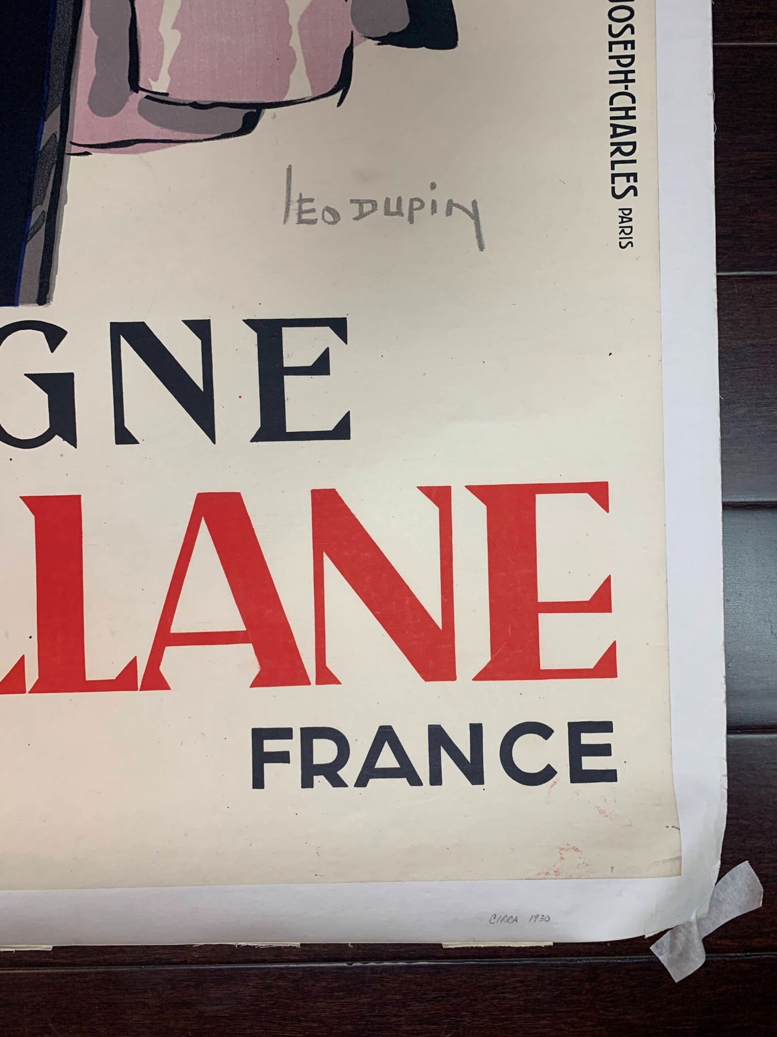 Champagne De Castellene - Art By Leon Dupin (1930) 39.375x55.25 French Poster LB - 2