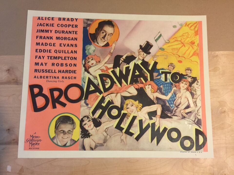 Broadway To Hollywood - Jimmy Durante (1933) US Half Sheet Movie Poster LB: Broadway To Hollywood - Jimmy Durante (1933) US Half Sheet Movie Poster LB, Please refer to the attached photos to determine the condition of this original vintage item. Note: LB means Linen Backed.