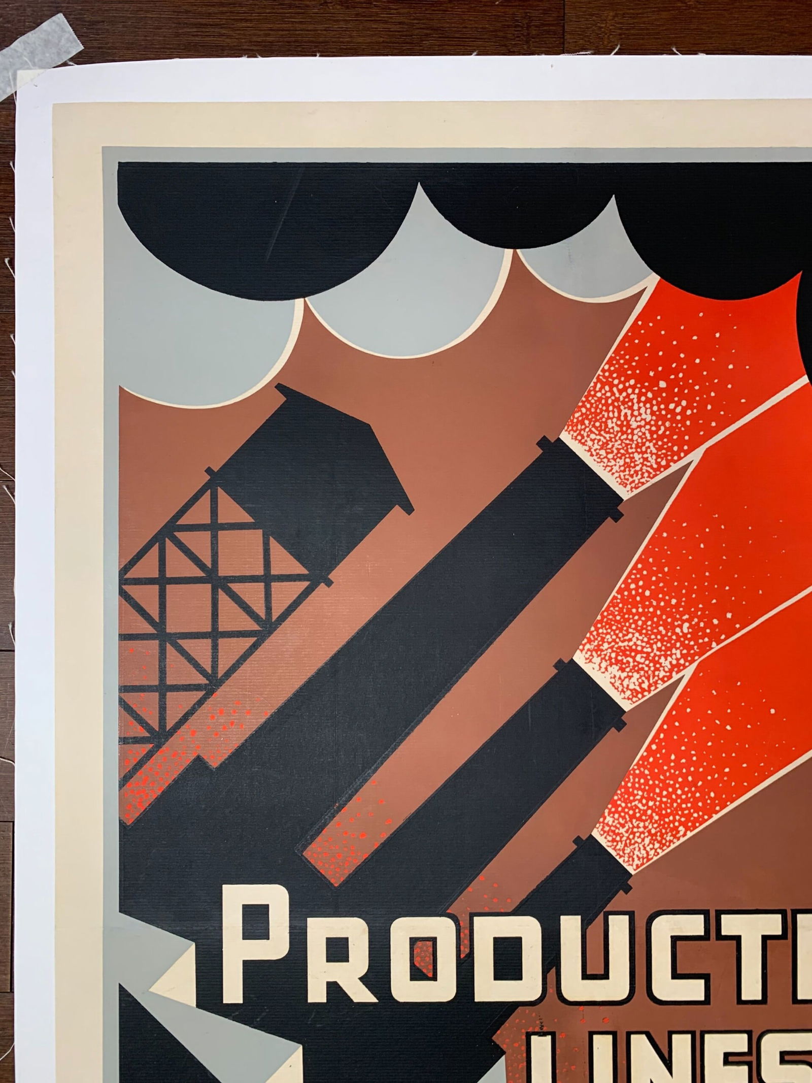 Production Lines are Battle Lines - Art by Chester Cobb (1942) 24x35.5 Rare US WWII Poster LB - 2