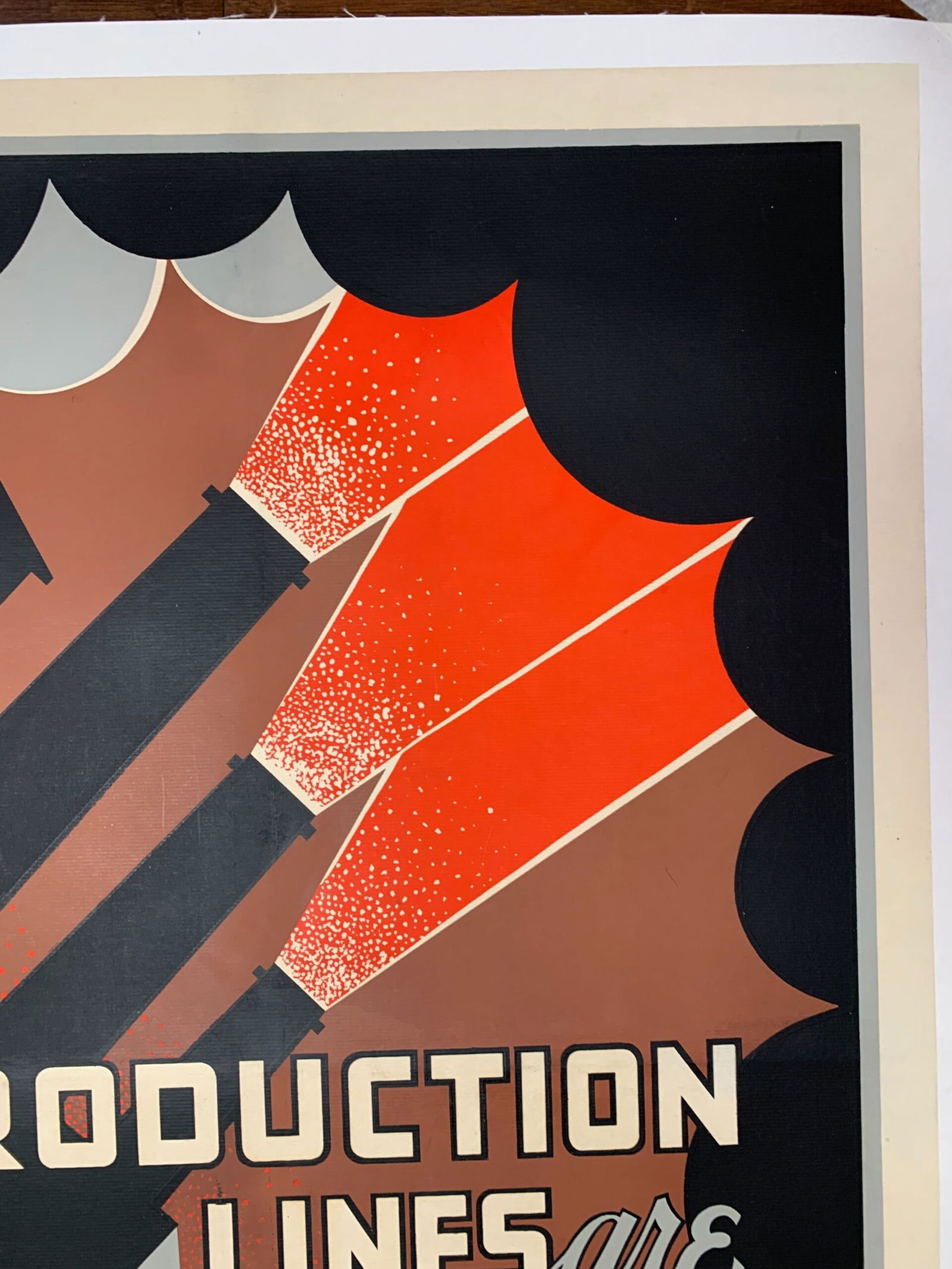 Production Lines are Battle Lines - Art by Chester Cobb (1942) 24x35.5 Rare US WWII Poster LB - 3