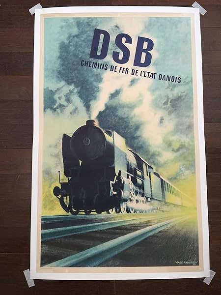Dsb Trains - Art By Aage Rasmussen (1937) 24.25x39.25 Danish Travel Poster LB - 2