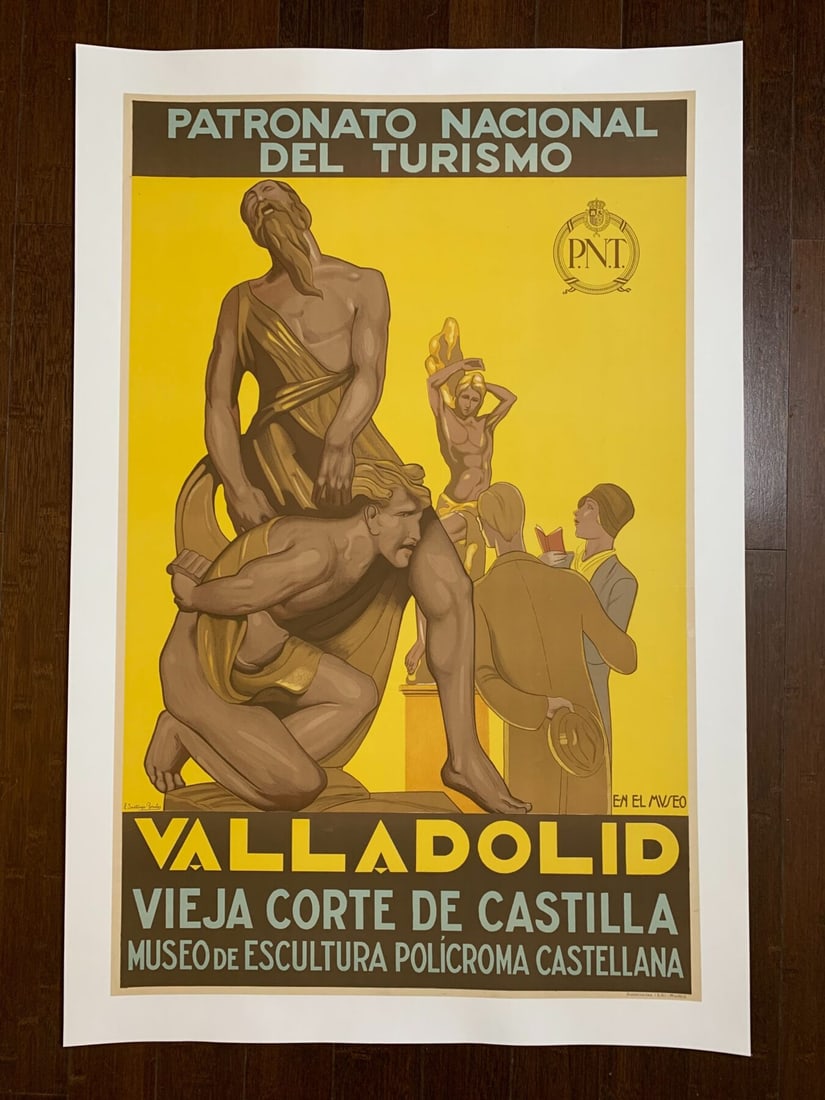 Valladolid - Art By Art Eduardo Santonja Rosale (1929) 25x39 Spanish Travel Poster LB: Valladolid - Art By Art Eduardo Santonja Rosale (1929) 25x39 Spanish Travel Poster LB, Please refer to the attached photos to determine the condition of this original vintage item. Note: LB means Line