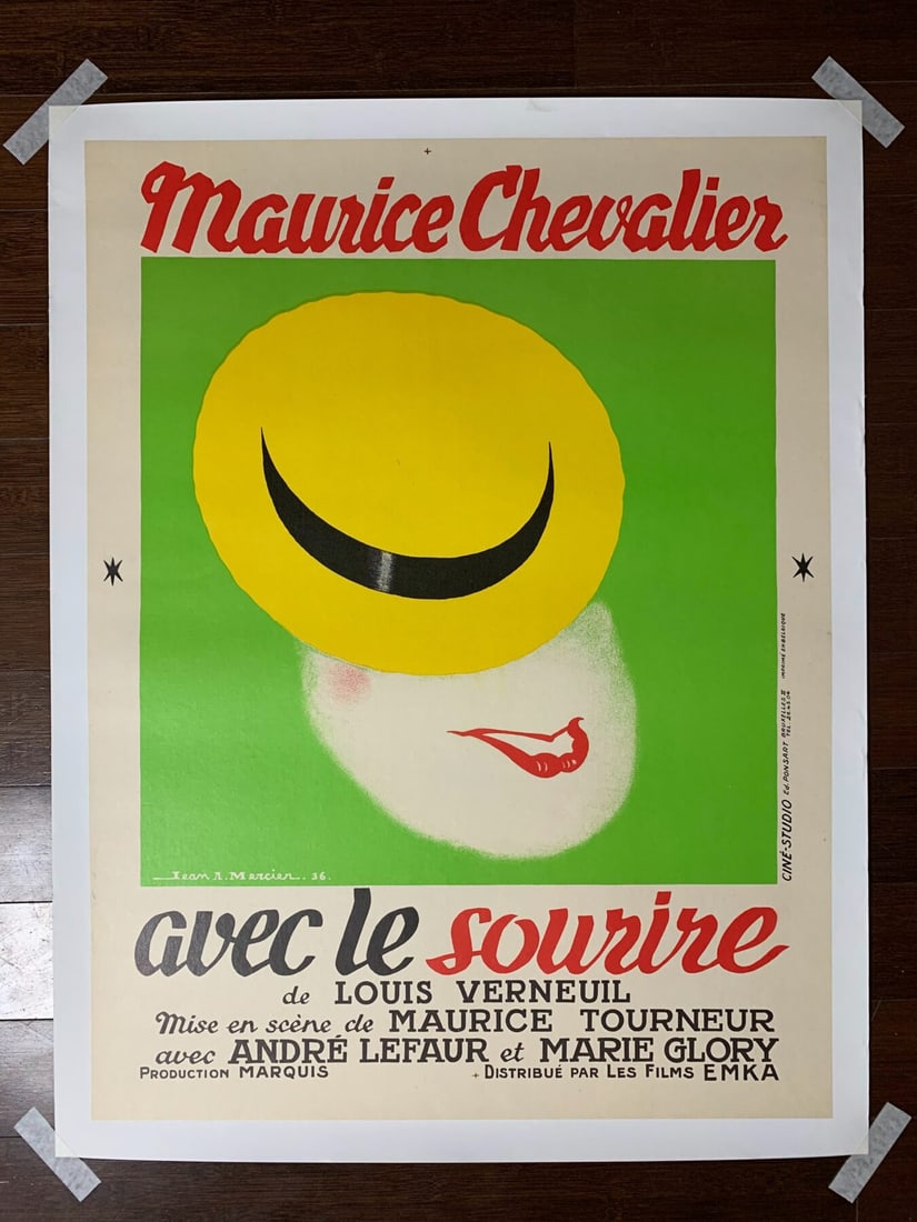Maurice Chevalier - Art By Jean Mercier (1936) 24.25x32.25 French Movie Poster LB (1 of 7)