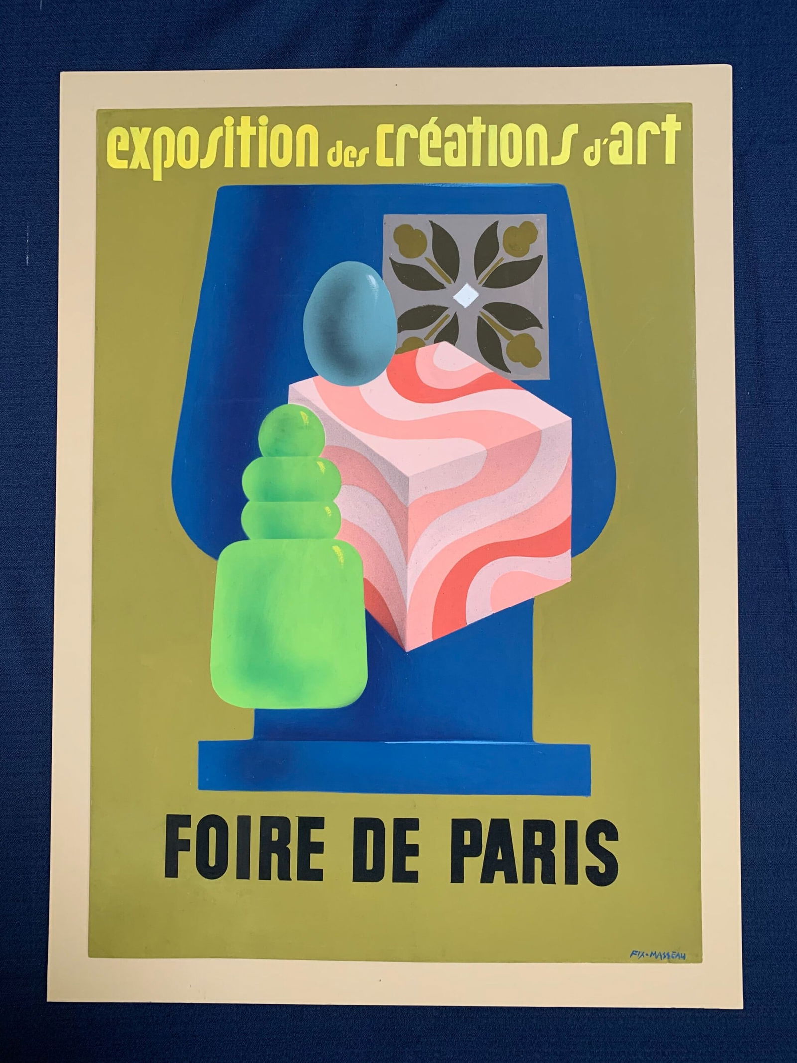 Exposition des Creations - Art by Pierre Fix-Masseau (1974) 15.25x21.75 French Advertising Poster: Exposition des Creations - Art by Pierre Fix-Masseau (1974) 15.25x21.75 French Advertising Poster, Please refer to the attached photos to determine the condition of this original vintage item. Note: L